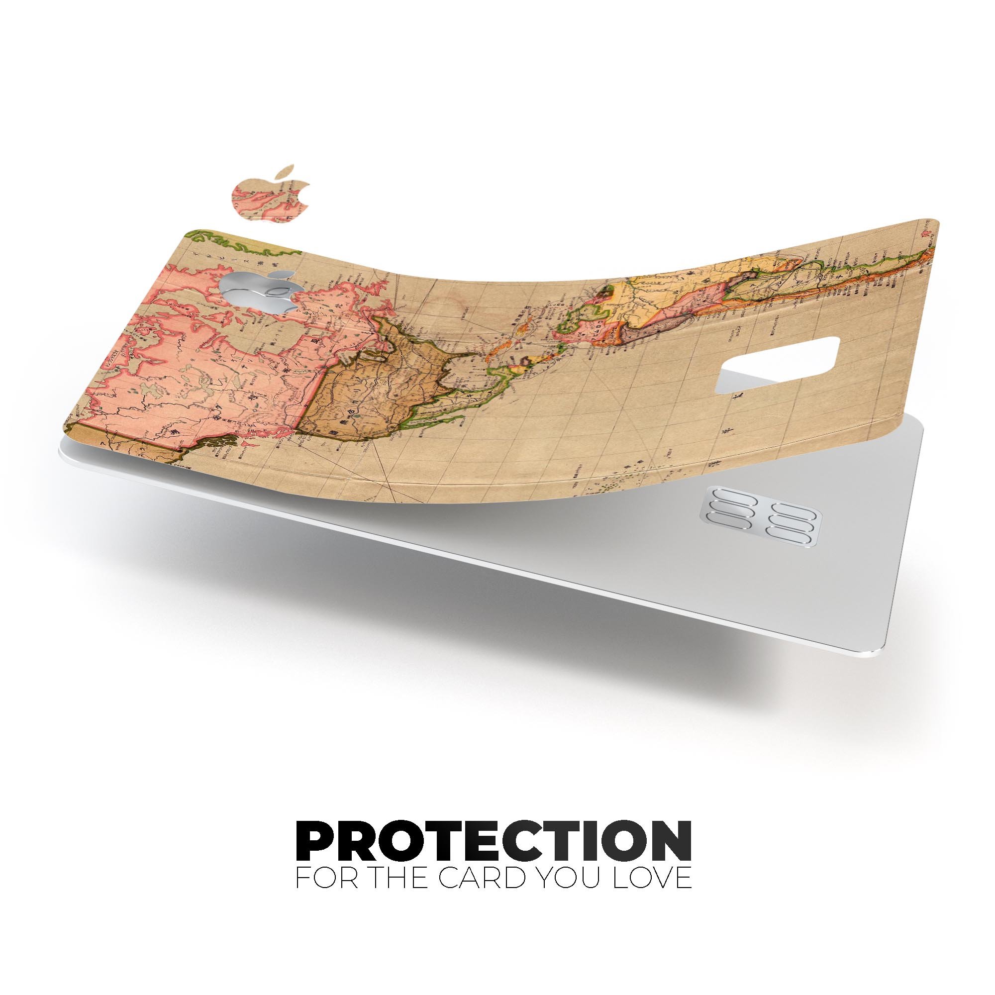 Premium protective decal skin-kit for Apple Card featuring a Western World overview map design.