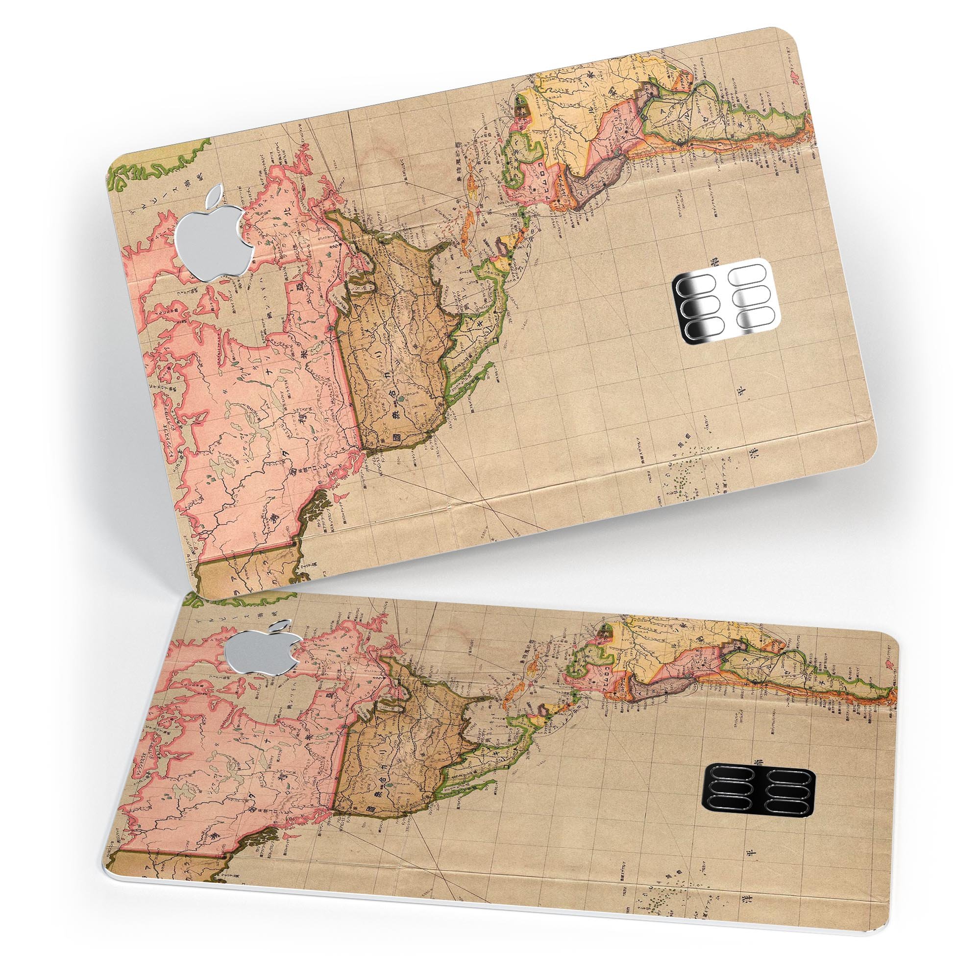 Premium protective decal skin-kit for Apple Card featuring a Western World overview map design.