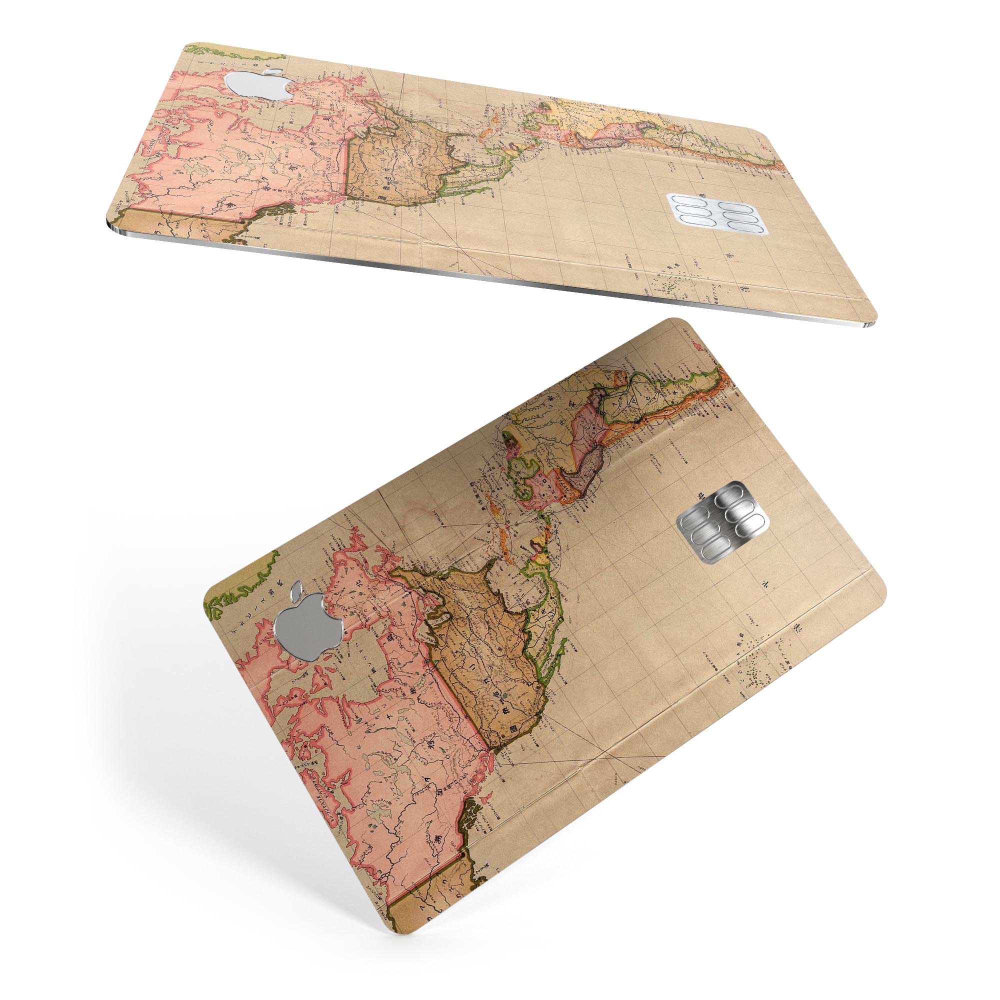 Premium protective decal skin-kit for Apple Card featuring a Western World overview map design.