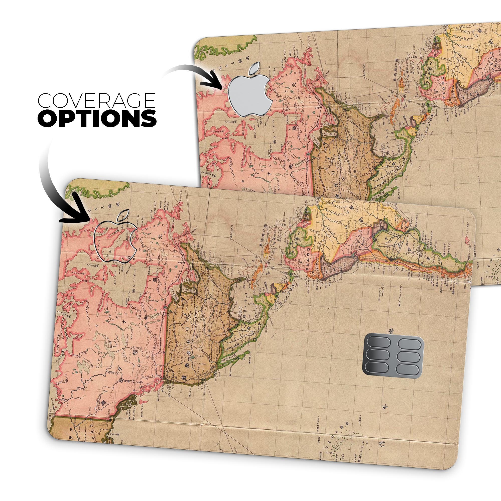 Premium protective decal skin-kit for Apple Card featuring a Western World overview map design.