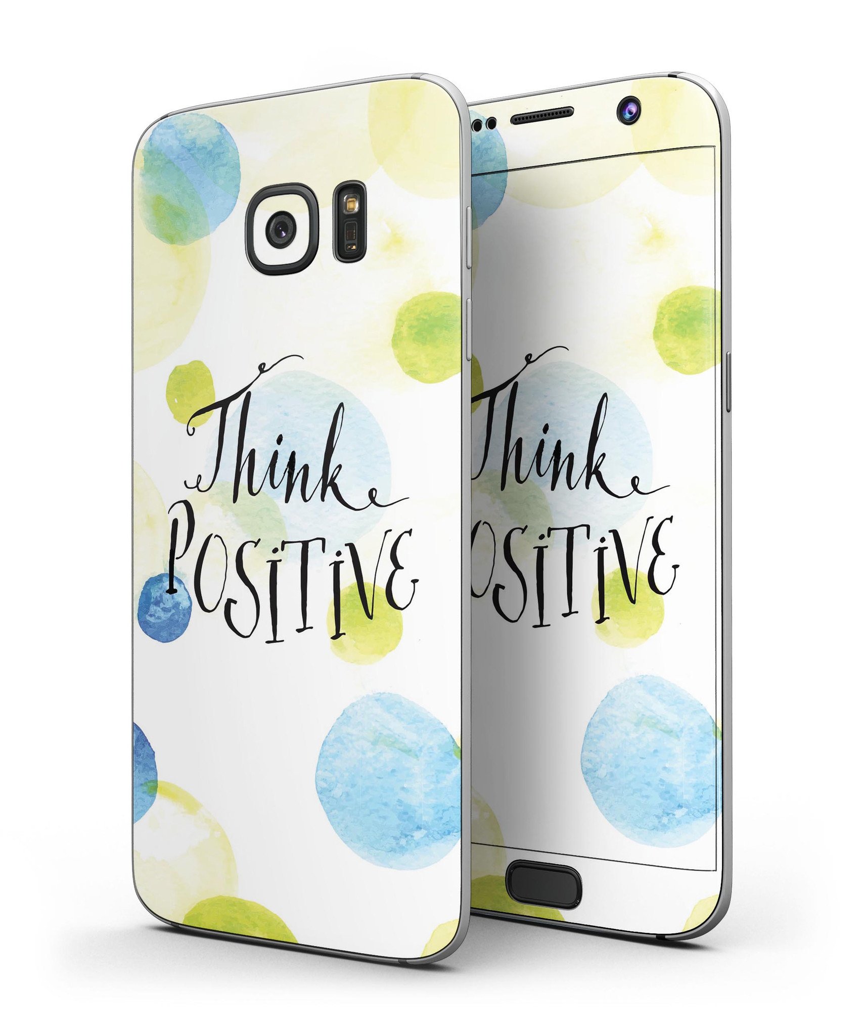 Think Positive Full Body Skin-Kit for Samsung Galaxy S7, showcasing premium vinyl design with ultra-gloss and soft-matte finish options.