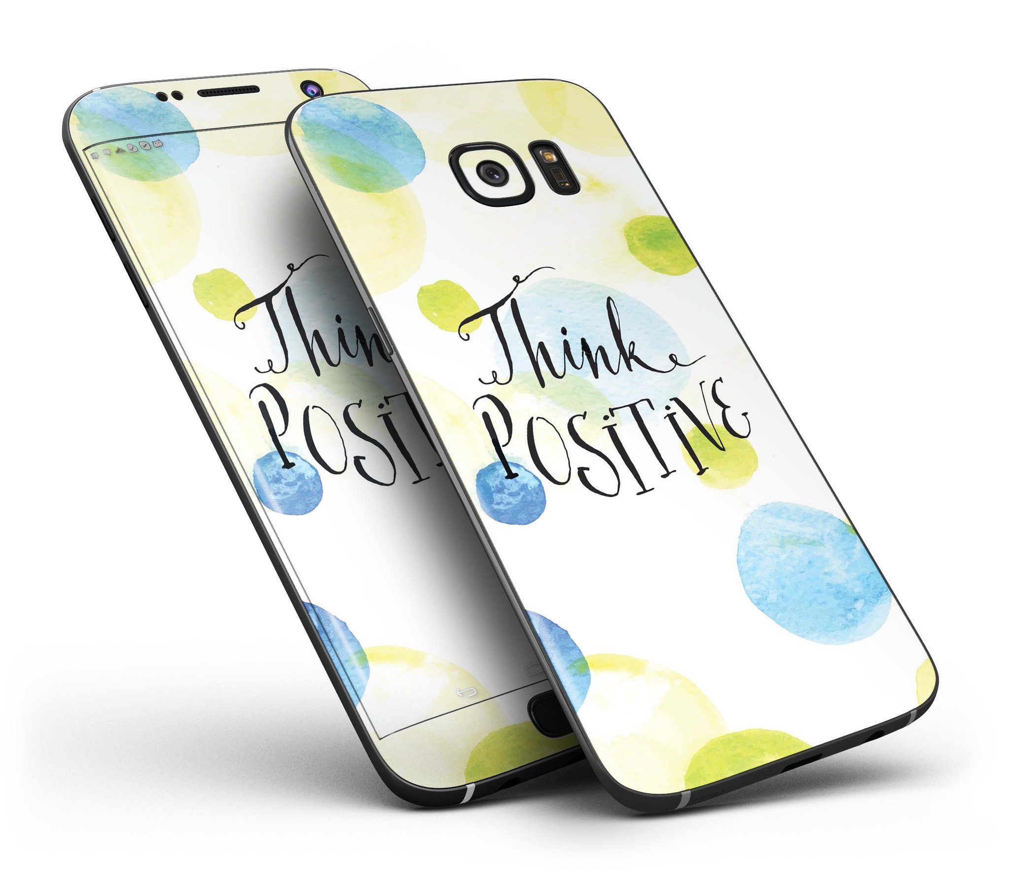 Think Positive Full Body Skin-Kit for Samsung Galaxy S7, showcasing premium vinyl design with ultra-gloss and soft-matte finish options.