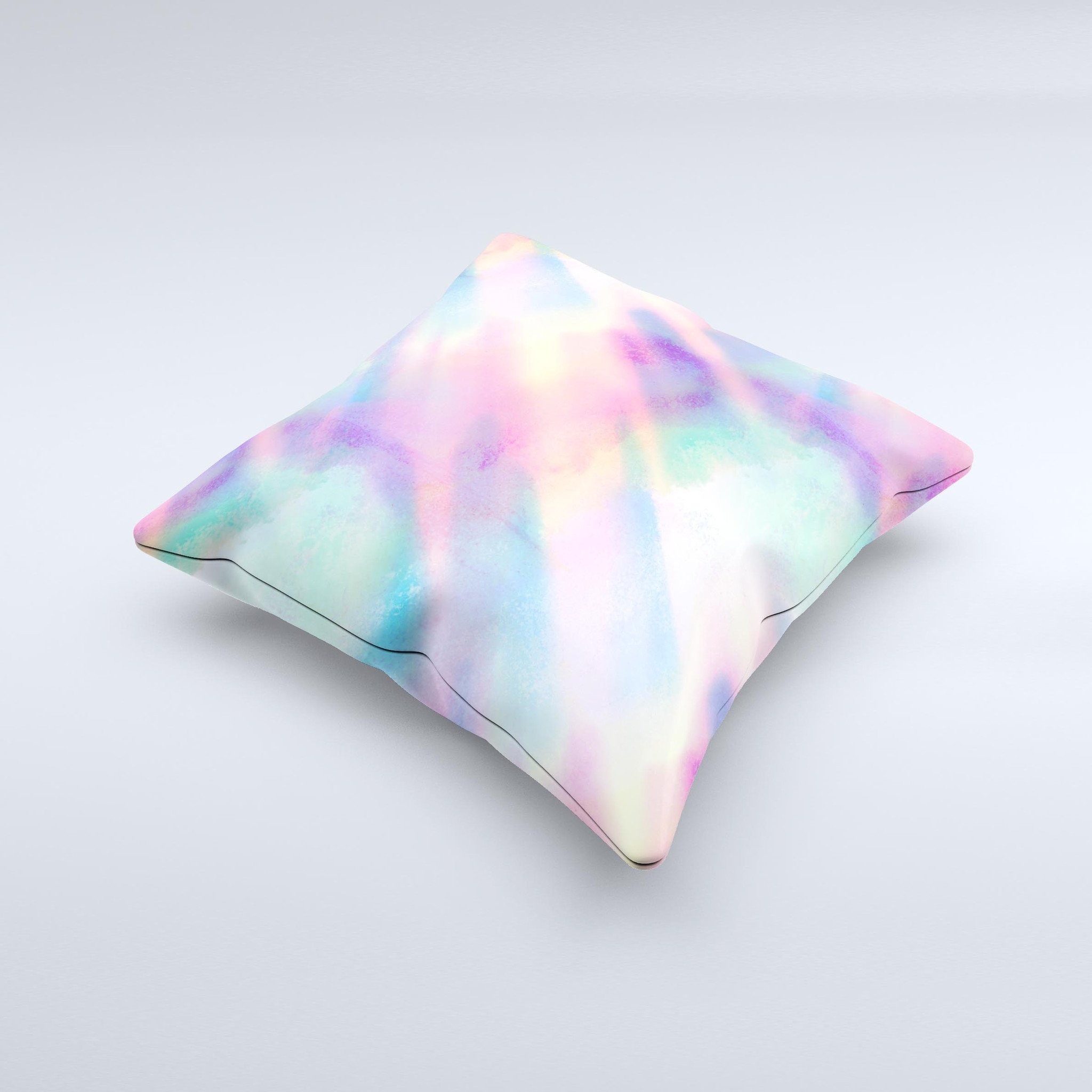 A vibrant tie-dyed decorative throw pillow with bright colors, handcrafted in Virginia, showcasing unique patterns and textures.