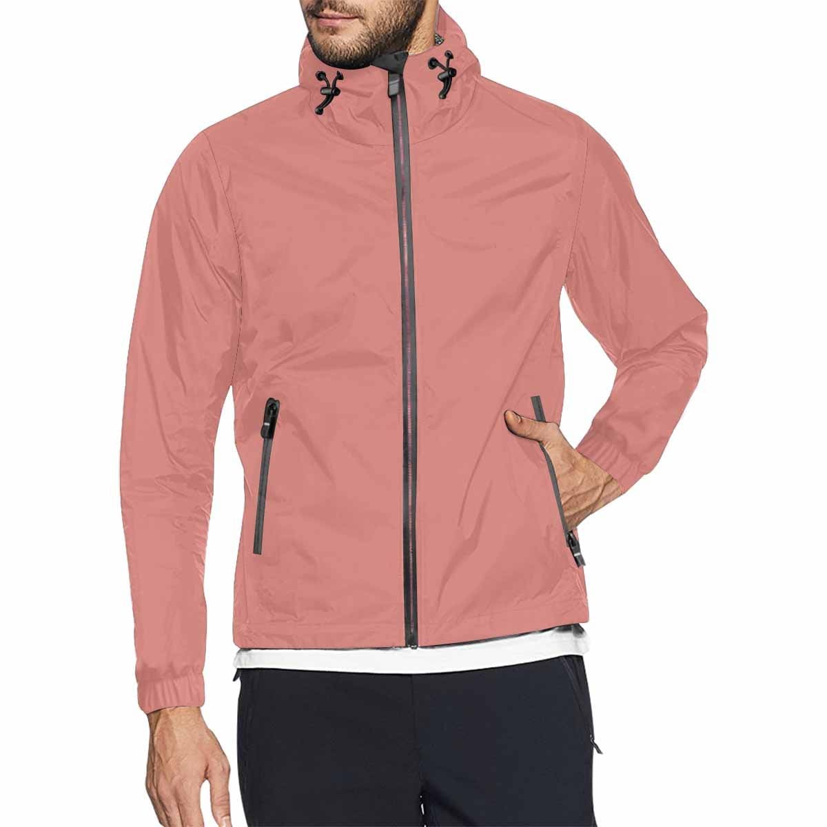 Tiger Lily Pink Hooded Windbreaker Jacket for men and women, featuring a stylish design and functional elements.