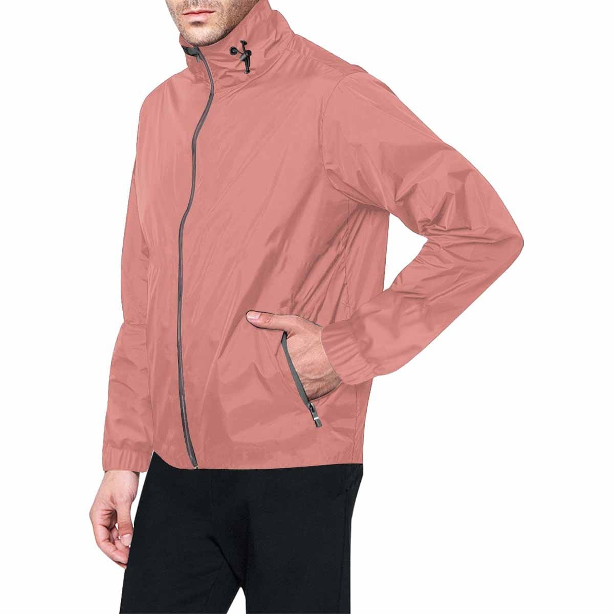 Tiger Lily Pink Hooded Windbreaker Jacket for men and women, featuring a stylish design and functional elements.