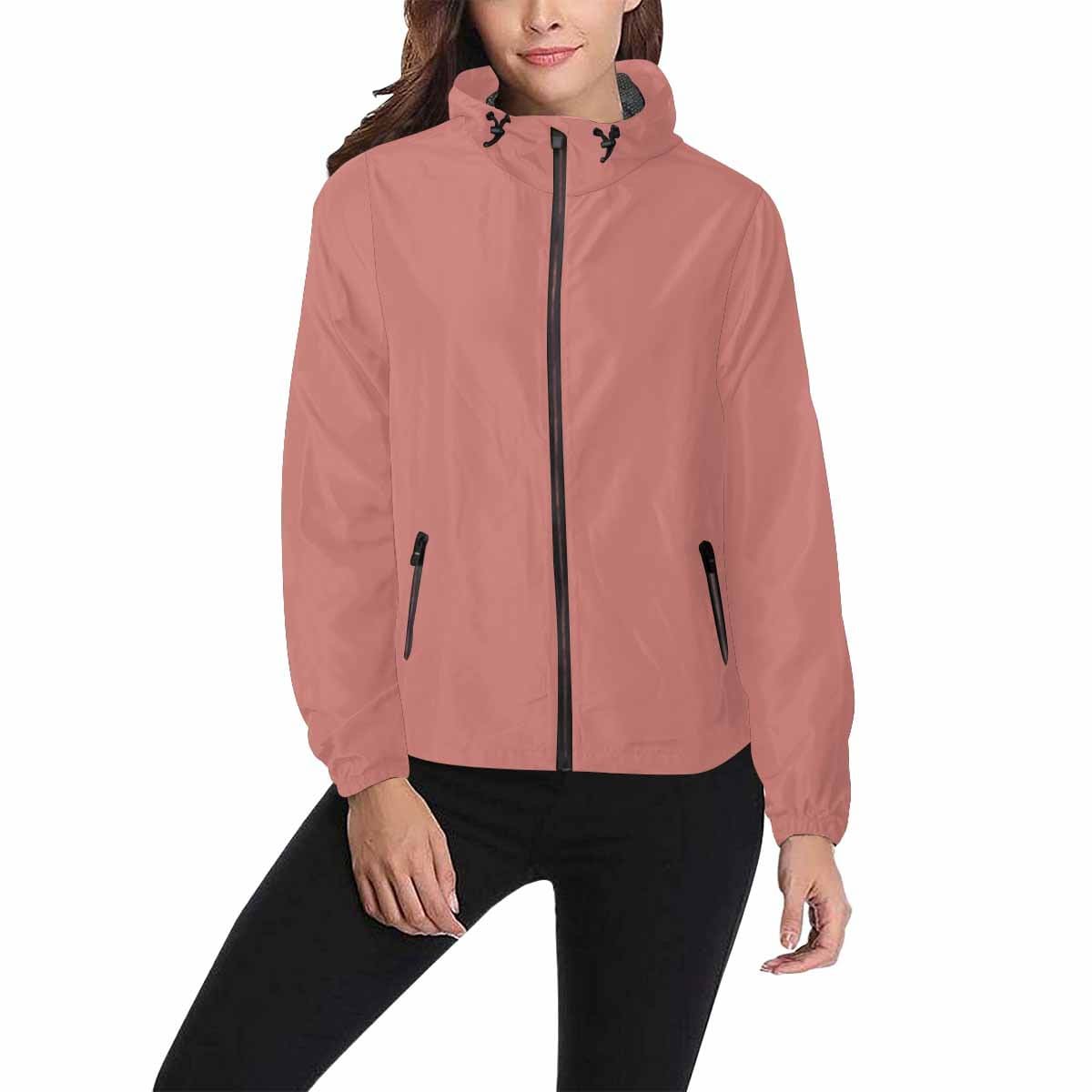 Tiger Lily Pink Hooded Windbreaker Jacket for men and women, featuring a stylish design and functional elements.