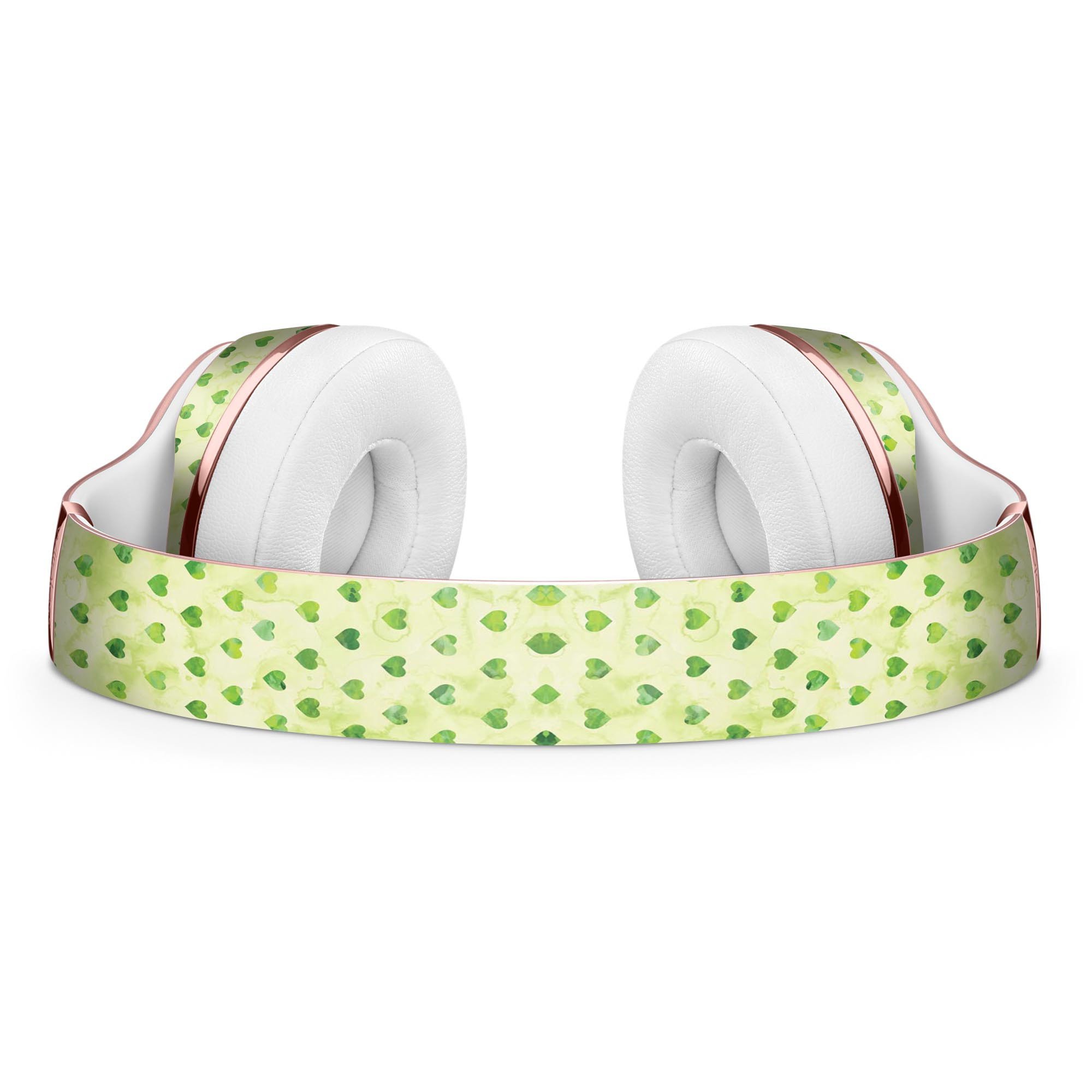 Tiny Mint Watercolor Hearts Skin Kit for Beats by Dre Solo 3 Wireless Headphones, showcasing a vibrant mint design with heart patterns.