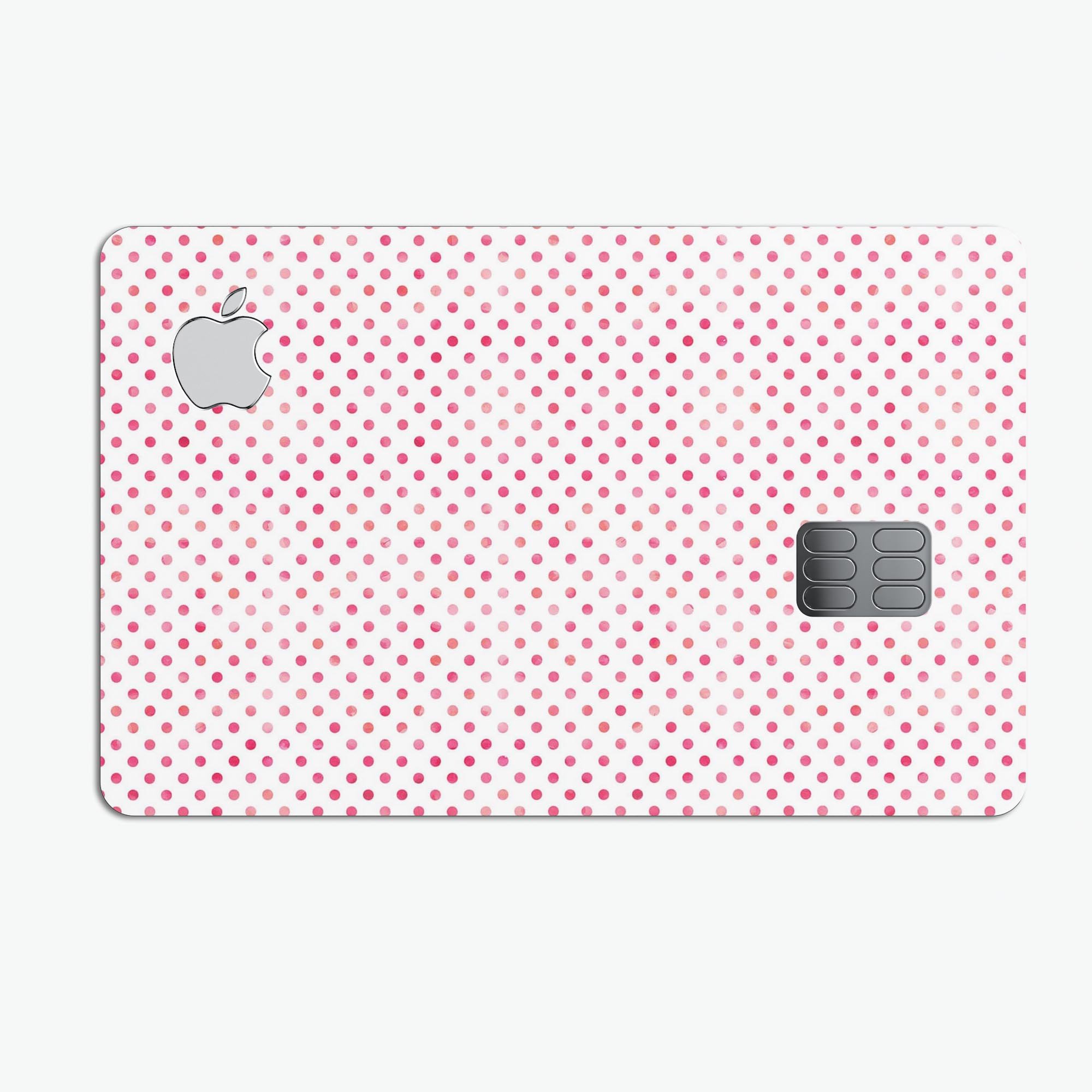 Tiny Pink Watercolor Polka Dots decal skin for Apple Card, showcasing a vibrant and stylish design.