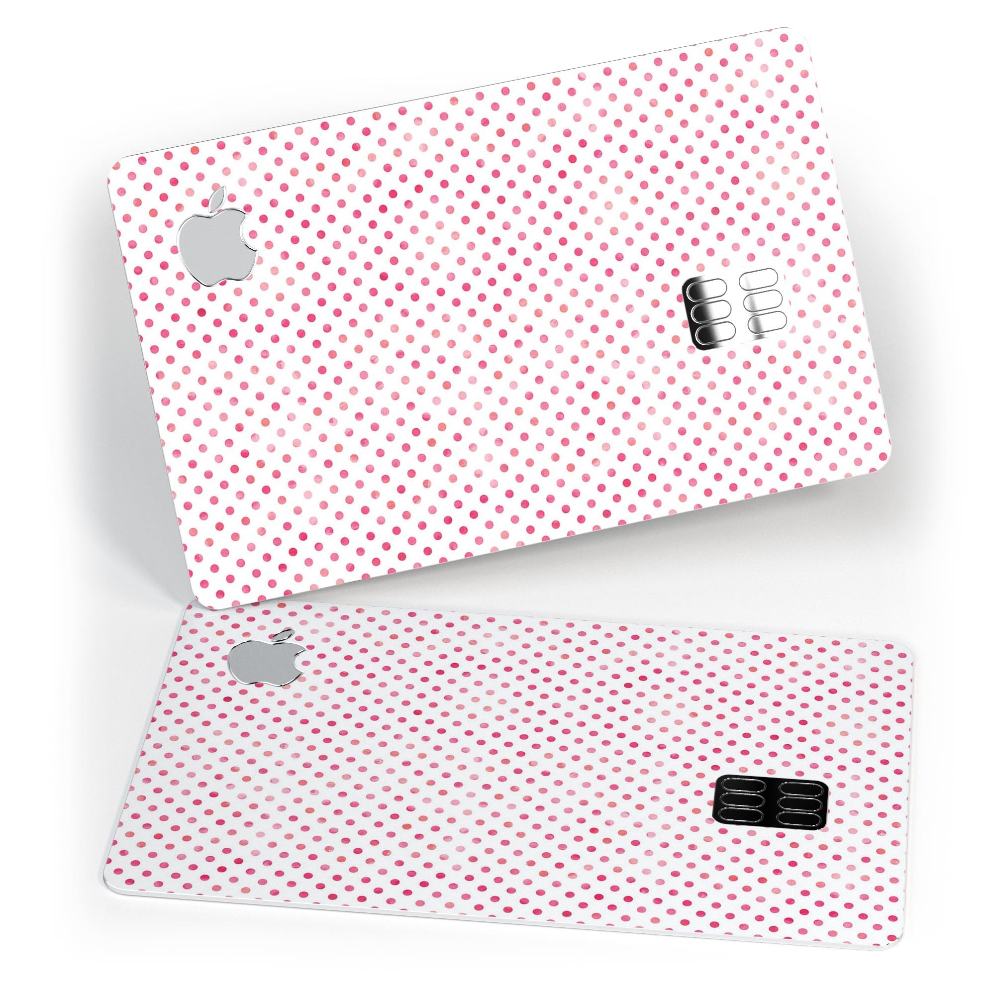 Tiny Pink Watercolor Polka Dots decal skin for Apple Card, showcasing a vibrant and stylish design.