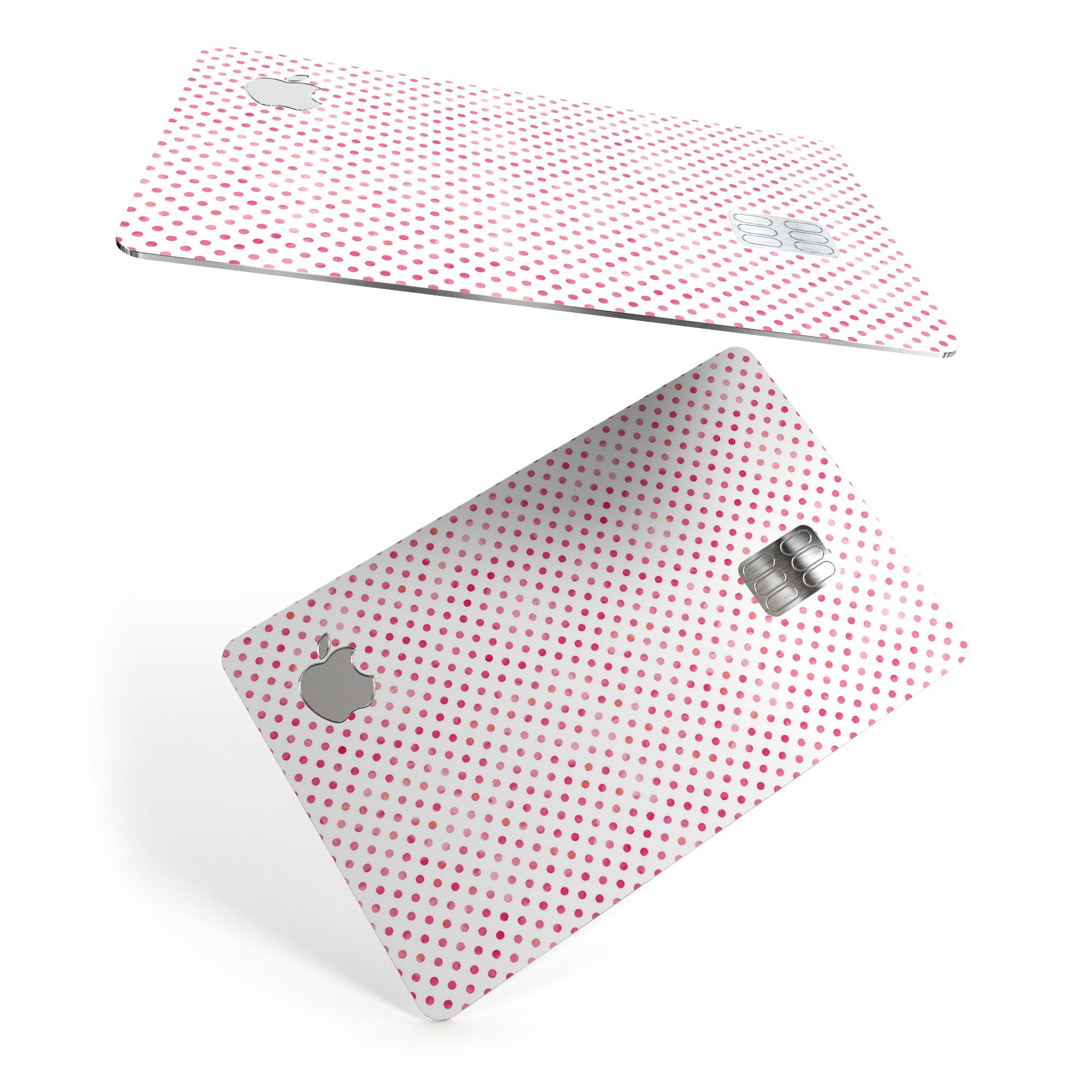 Tiny Pink Watercolor Polka Dots decal skin for Apple Card, showcasing a vibrant and stylish design.