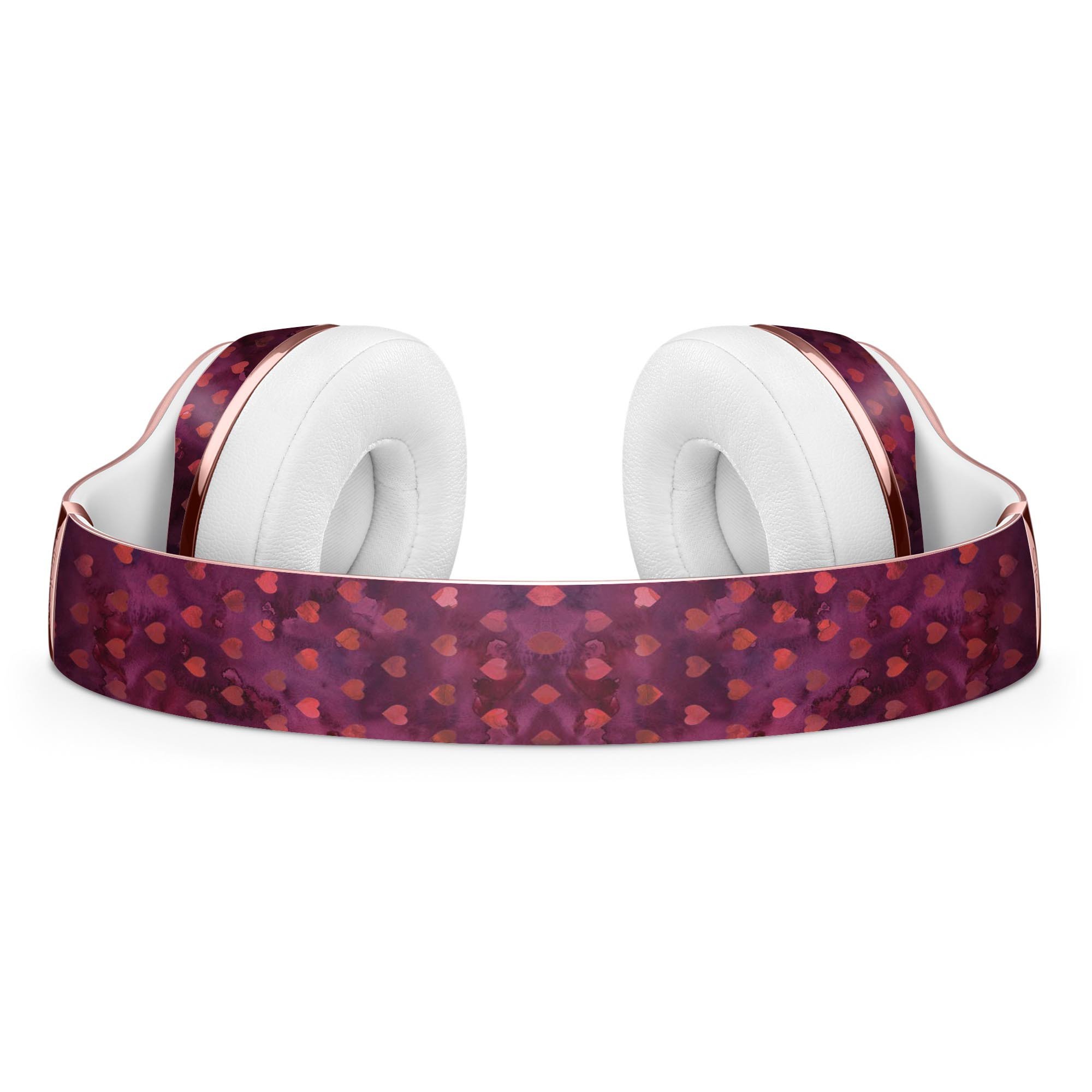 Tiny Wine Watercolor Hearts Full-Body Skin Kit for Beats by Dre, showcasing vibrant heart designs on premium vinyl.