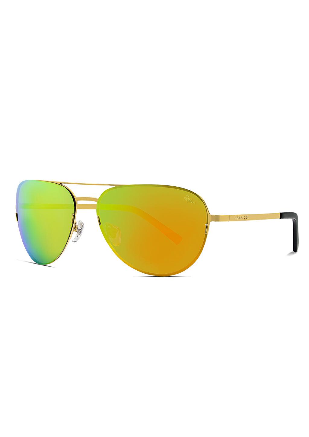 Luxurious Titanium Aviator Sunglasses with 24K gold plating, showcasing a stylish design and polarized lenses for UV protection.