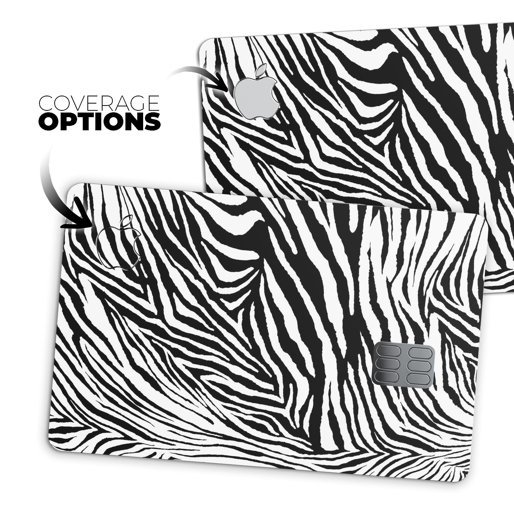 Toned Zebra Print Premium Protective Decal Skin-Kit for Apple Card, showcasing its stylish design and high-quality finish.