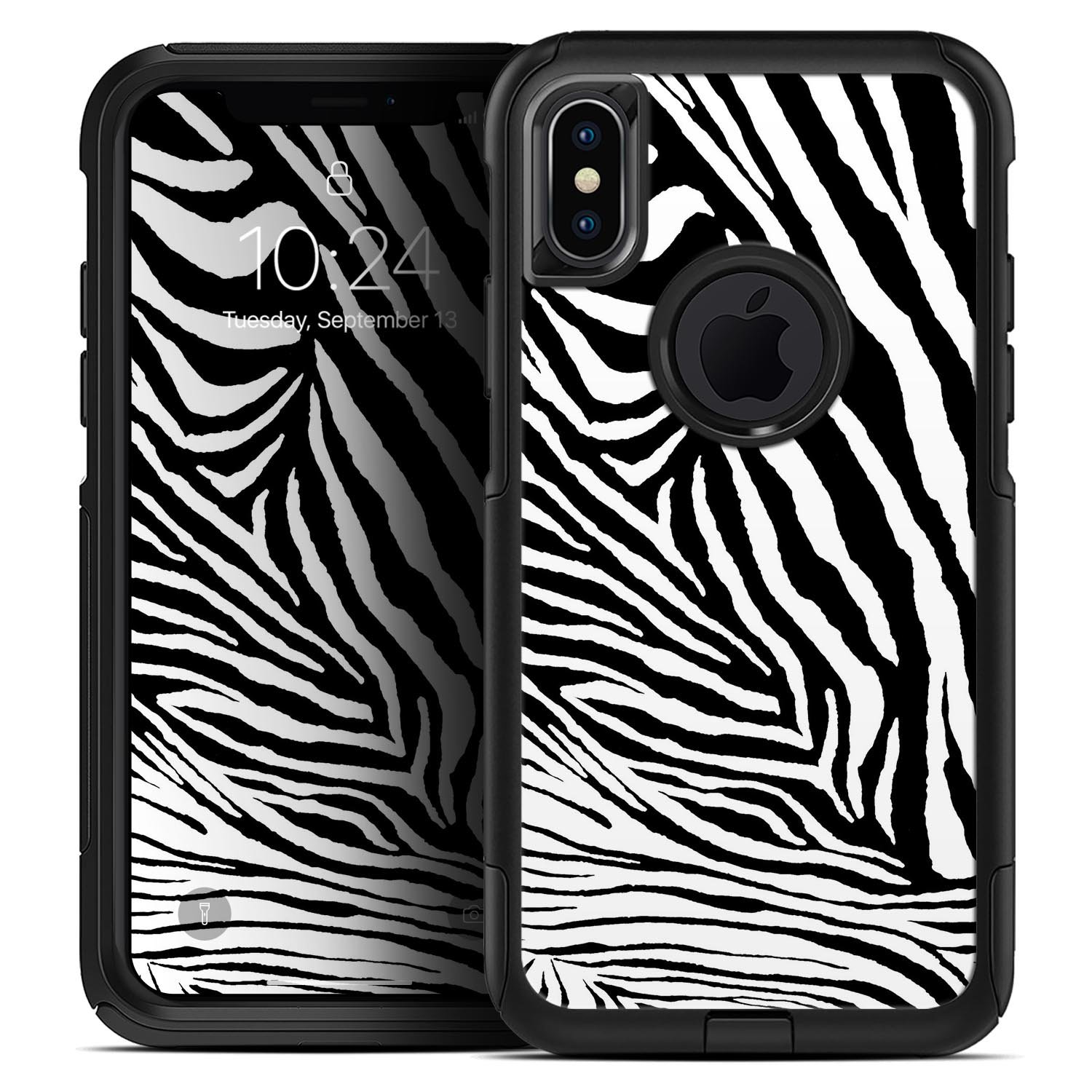 Toned Zebra Print Skin Kit for iPhone OtterBox Cases showcasing a stylish zebra pattern on a protective skin.