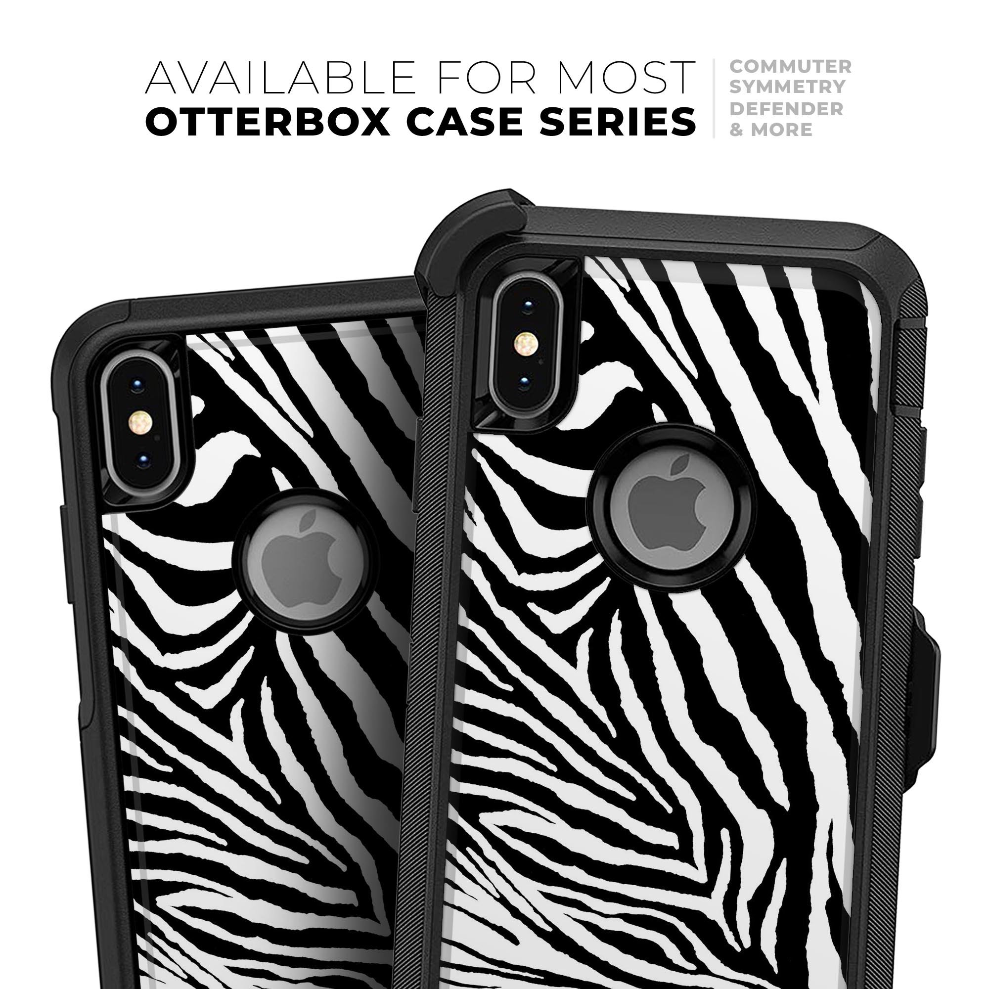 Toned Zebra Print Skin Kit for iPhone OtterBox Cases showcasing a stylish zebra pattern on a protective skin.