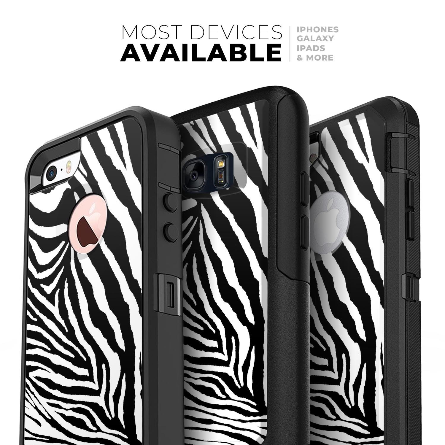 Toned Zebra Print Skin Kit for iPhone OtterBox Cases showcasing a stylish zebra pattern on a protective skin.