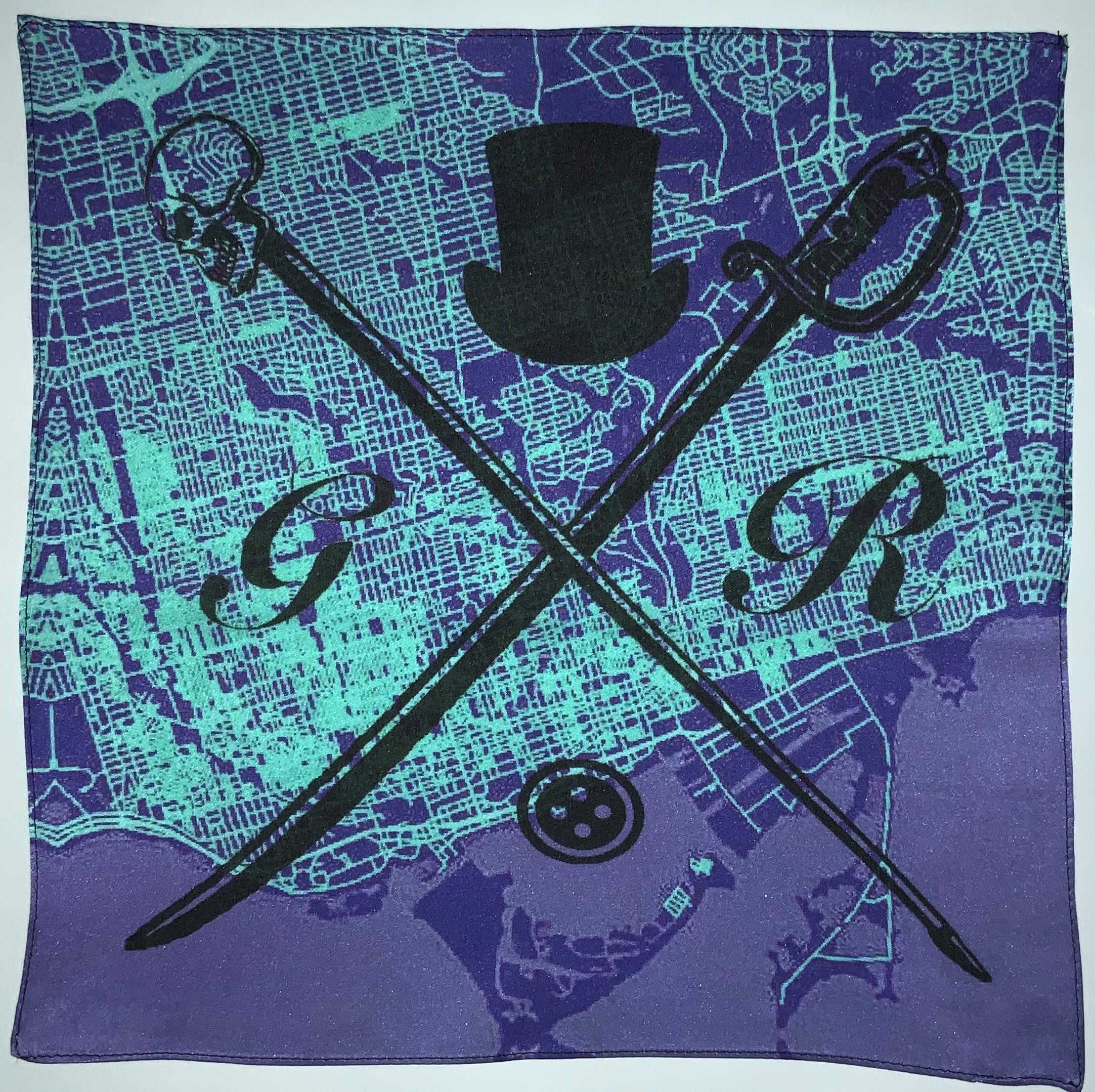 Toronto Street Map Dawn Pocket Square featuring a detailed map design in dawn colors, made from 100% silk with Gentleman Rogue logo.