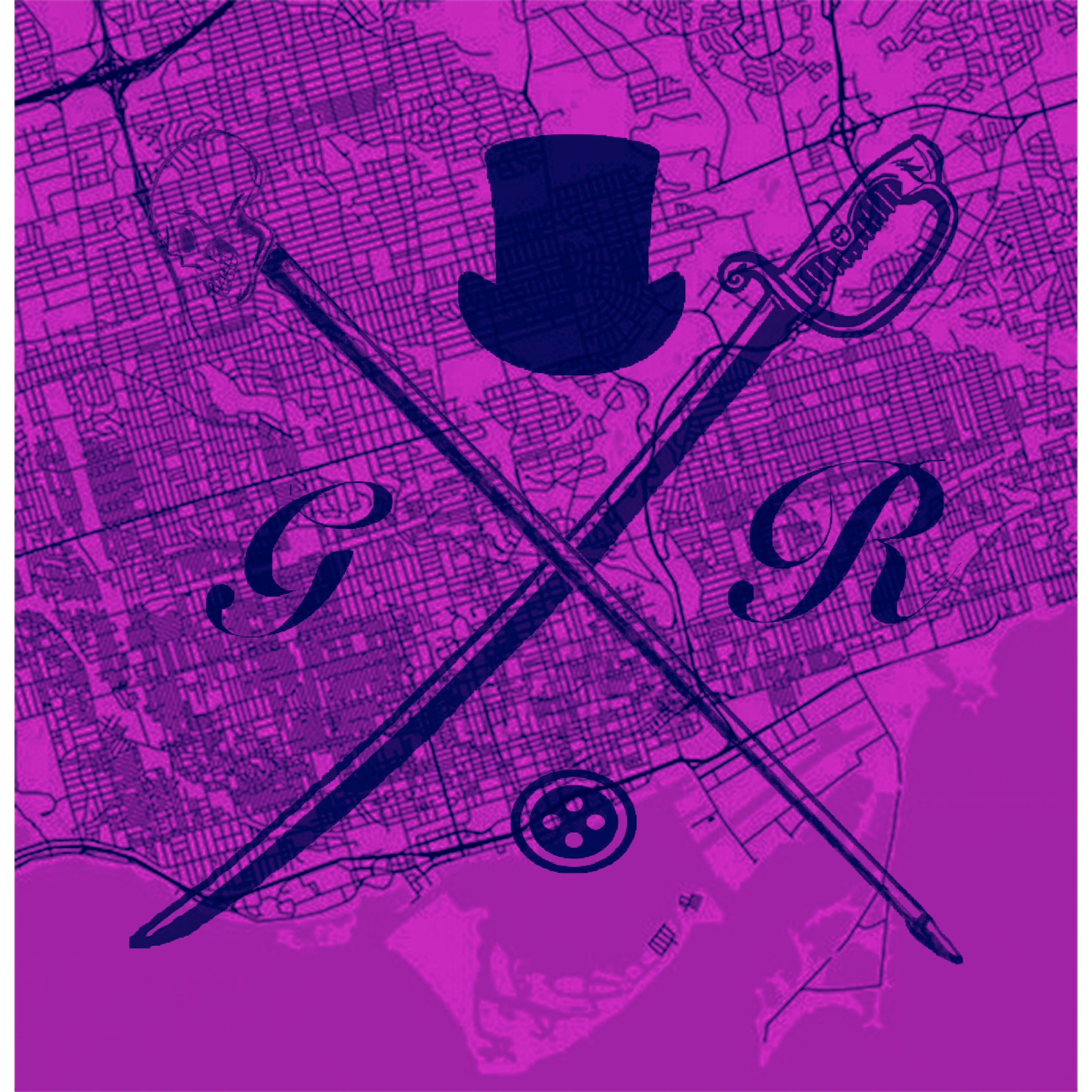 Toronto Street Map Magenta Ladies Scarf featuring a vibrant map design and Gentleman Rogue logo.