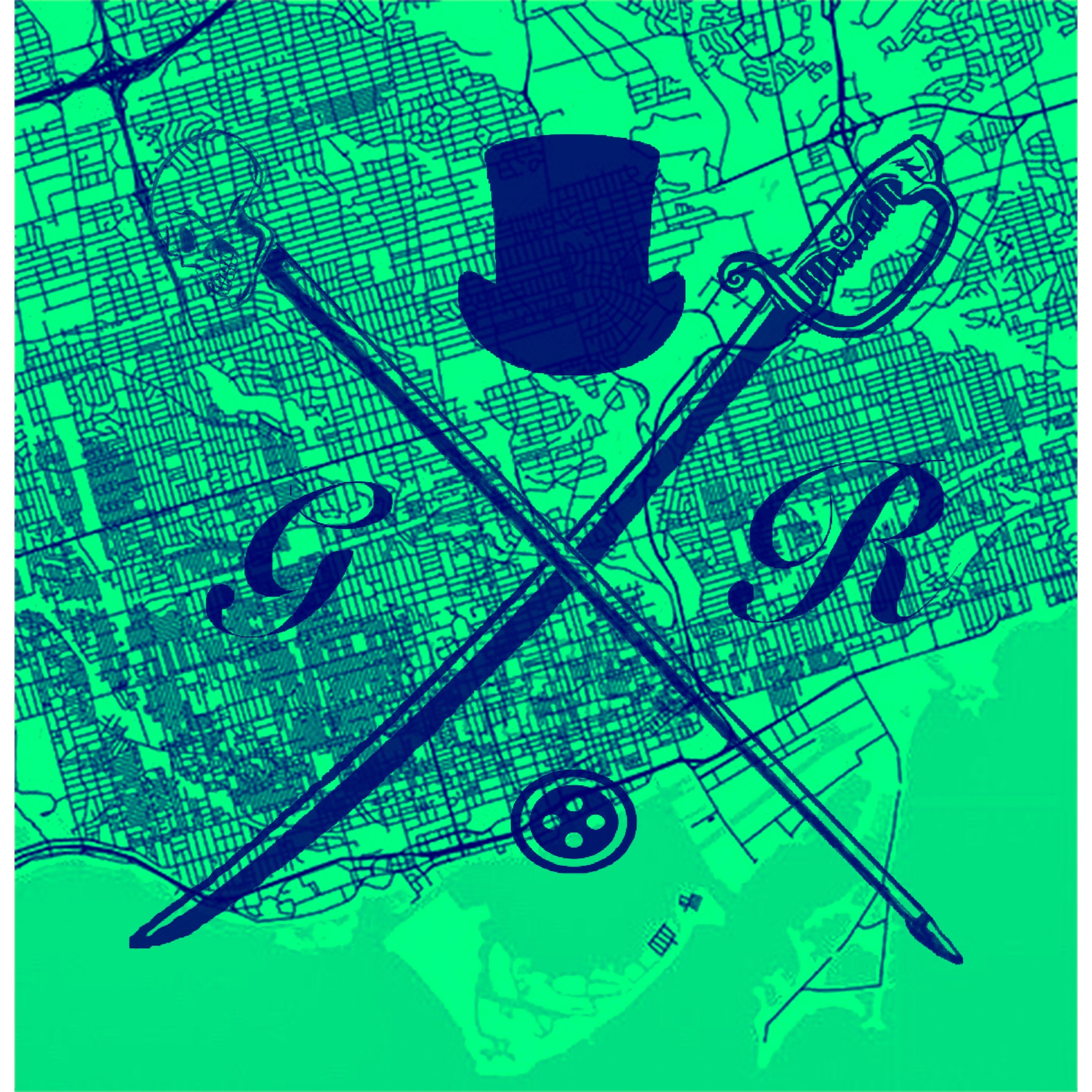 Toronto Street Map pocket square in bright green with Gentleman Rogue logo, made from 100% silk.