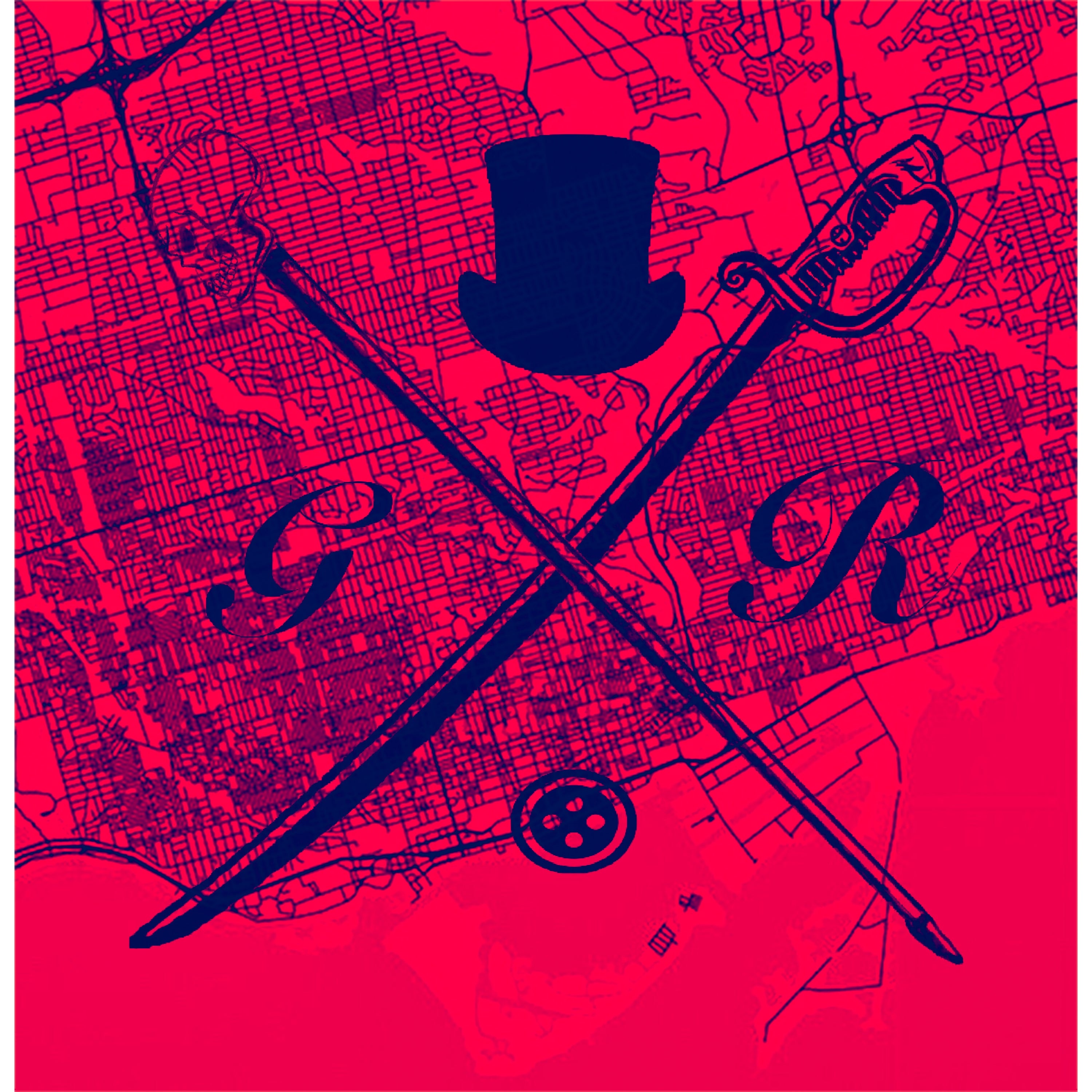 Toronto Street Map Red Ladies Scarf featuring a detailed map design and Gentleman Rogue logo.