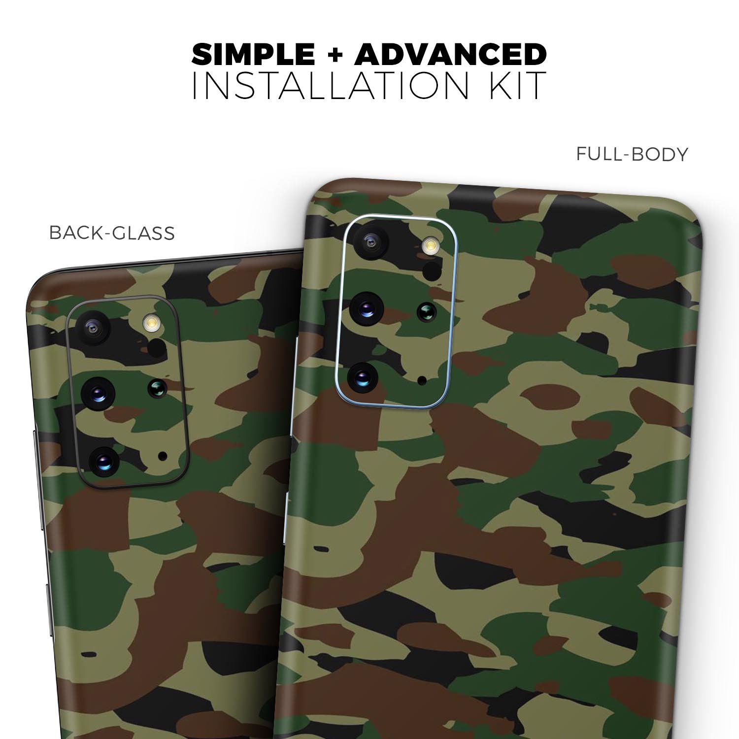 Traditional Camouflage Skin-Kit for Samsung Galaxy S20, showcasing a stylish design with a premium vinyl finish.