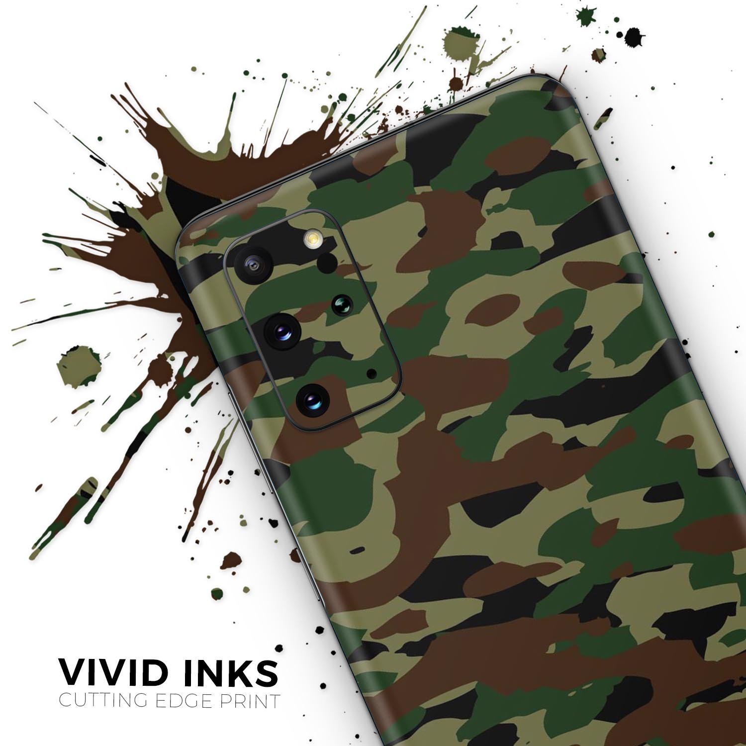 Traditional Camouflage Skin-Kit for Samsung Galaxy S20, showcasing a stylish design with a premium vinyl finish.