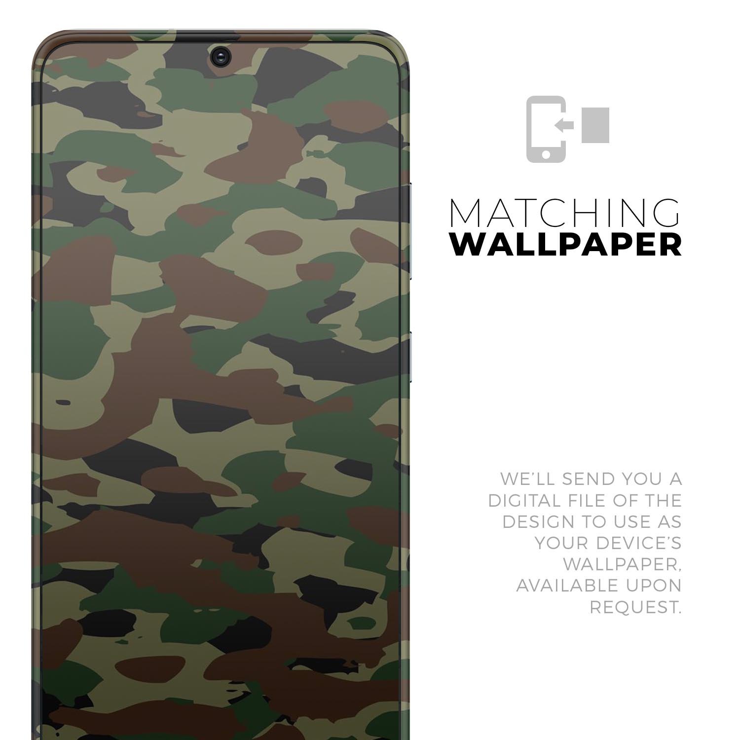 Traditional Camouflage Skin-Kit for Samsung Galaxy S20, showcasing a stylish design with a premium vinyl finish.