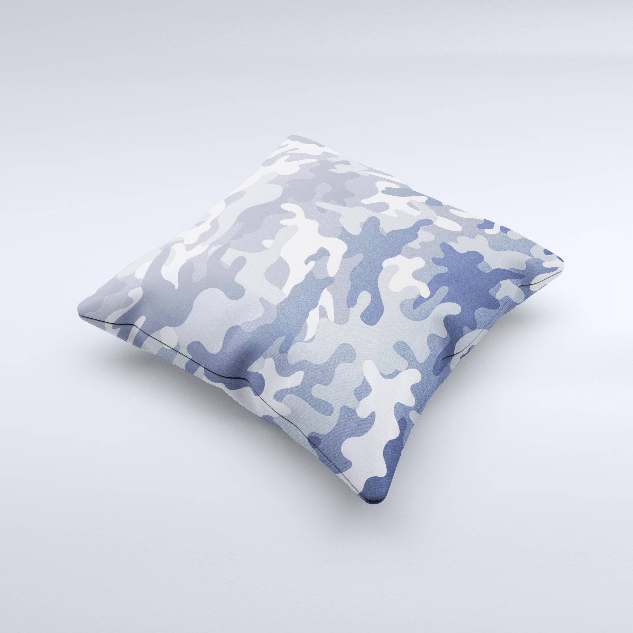 Traditional Snow Camouflage Ink-Fuzed Decorative Throw Pillow showcasing unique design and high-quality fabric, handcrafted in Virginia.