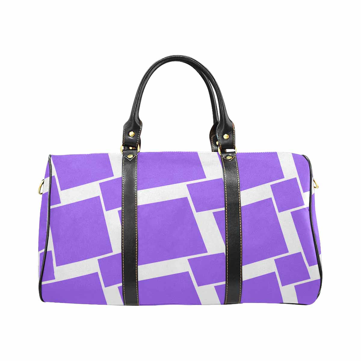 Lavendar travel bag with adjustable shoulder strap, showcasing its spacious design and waterproof fabric.