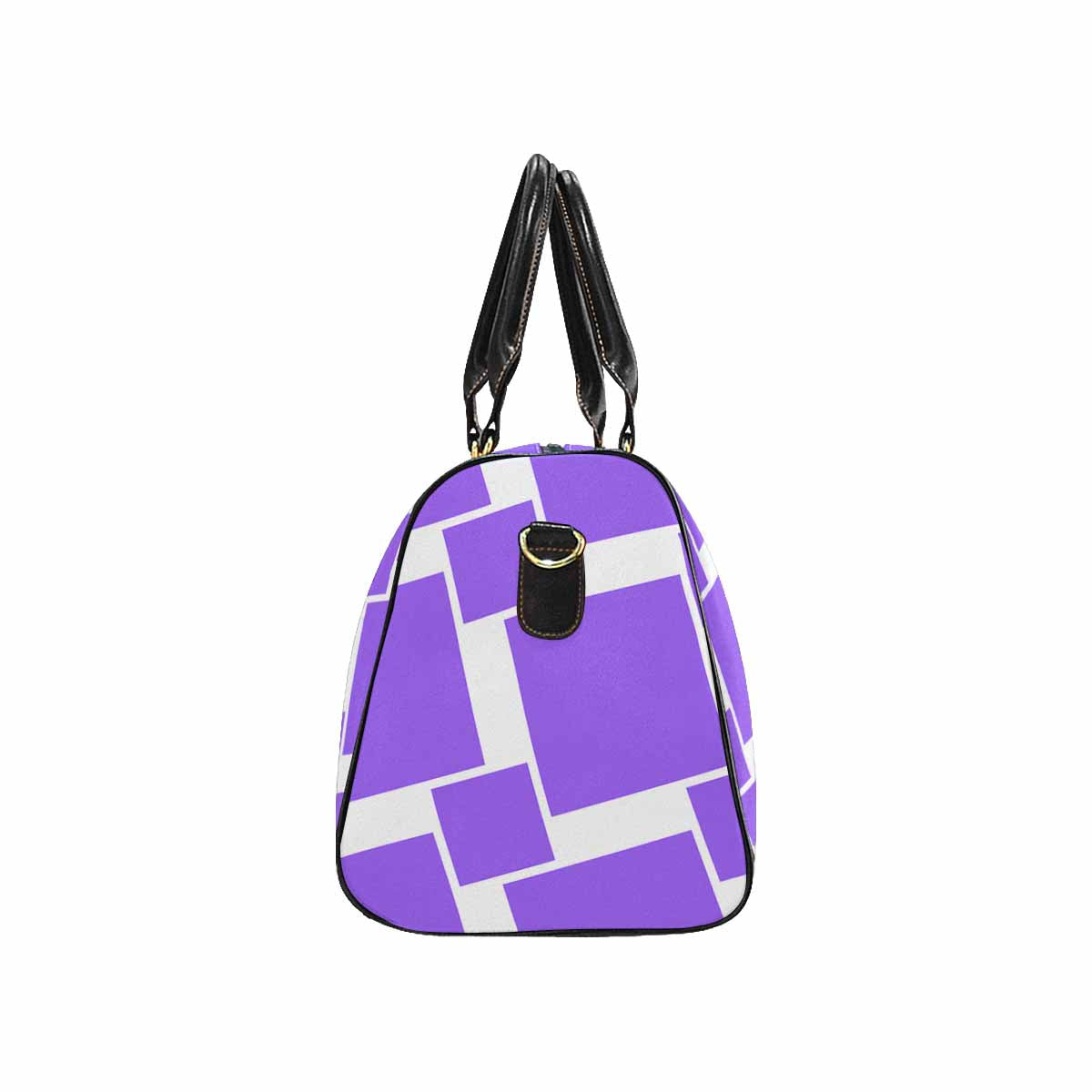 Lavendar travel bag with adjustable shoulder strap, showcasing its spacious design and waterproof fabric.