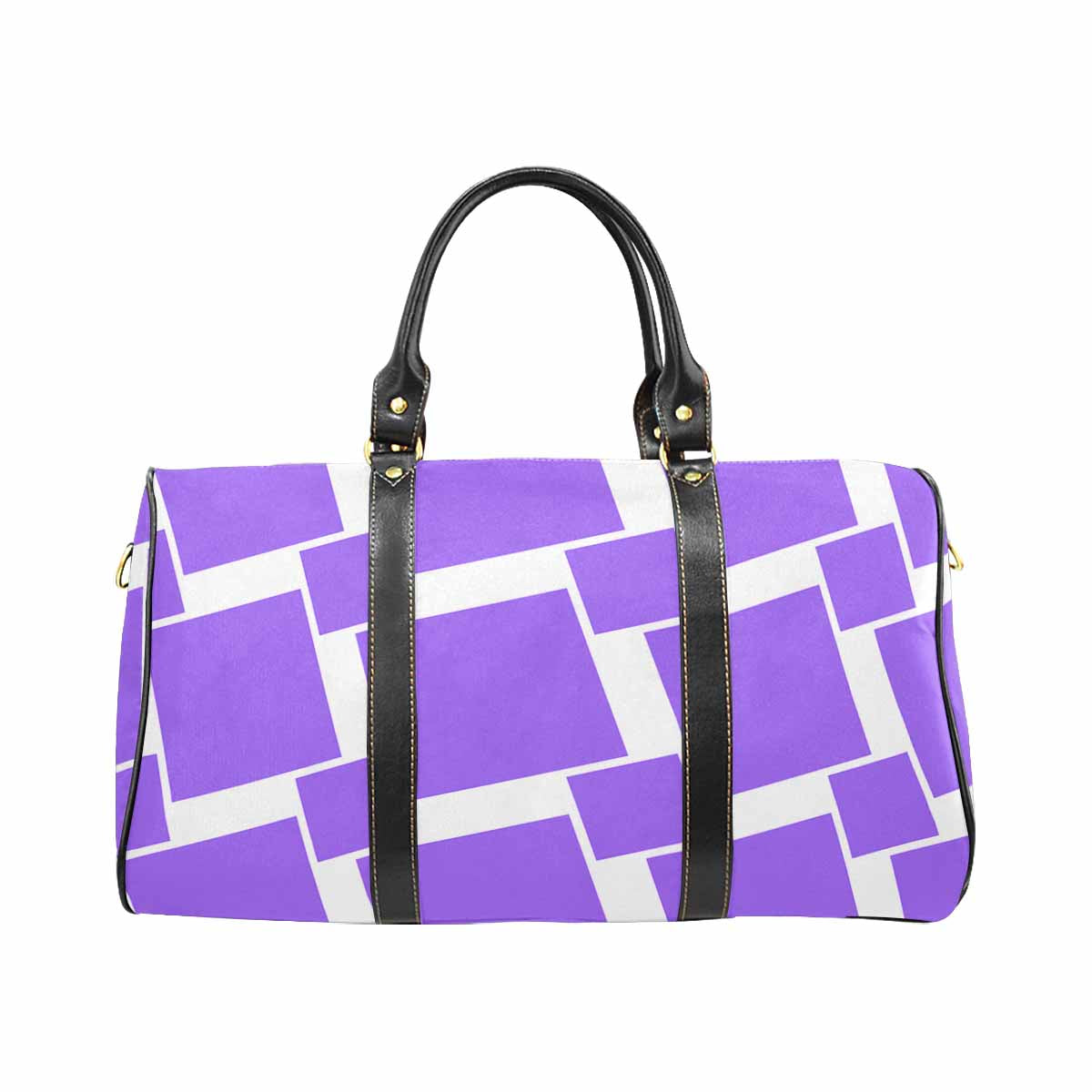 Lavendar travel bag with adjustable shoulder strap, showcasing its spacious design and waterproof fabric.