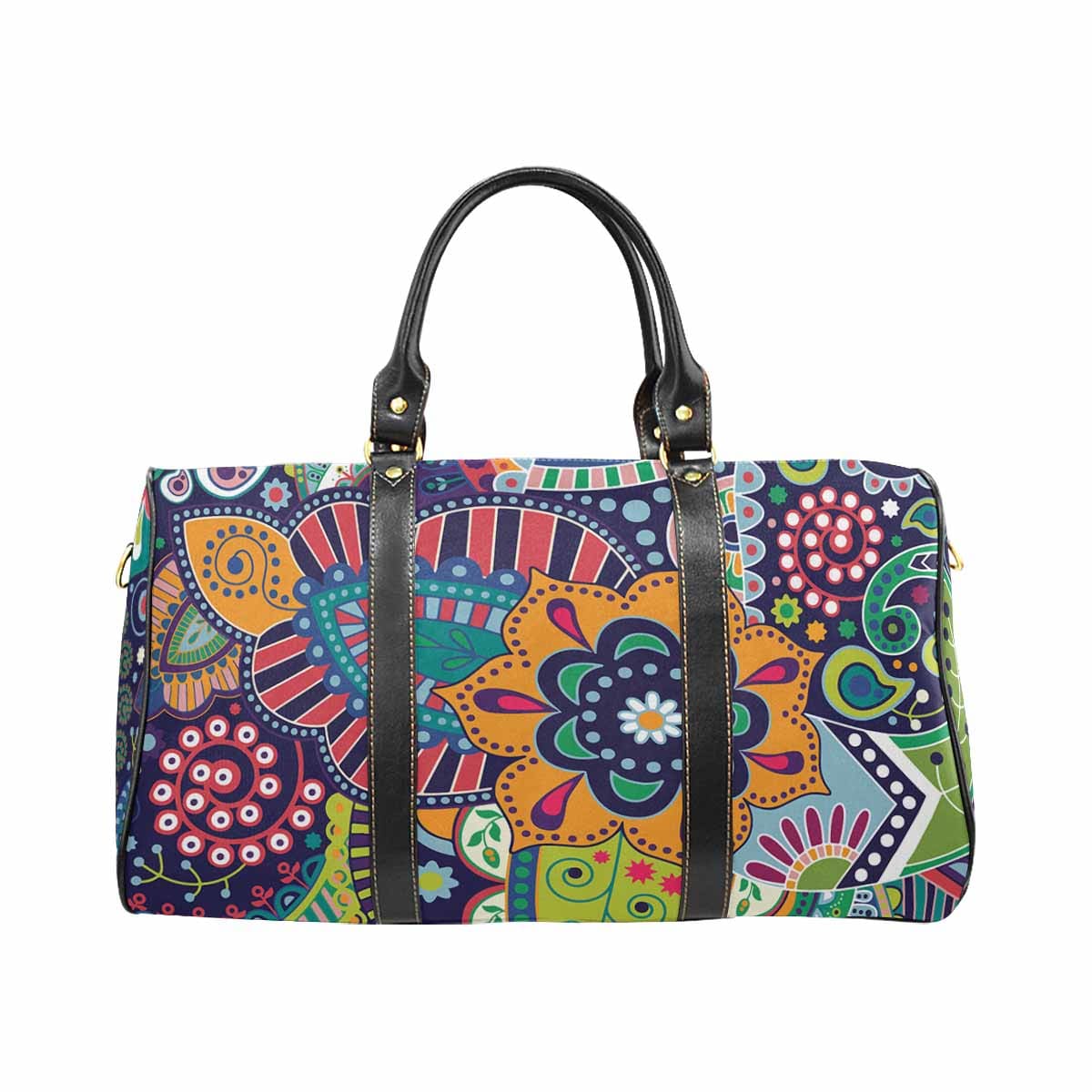 Blue Floral Paisley Travel Bag with spacious design and durable features.