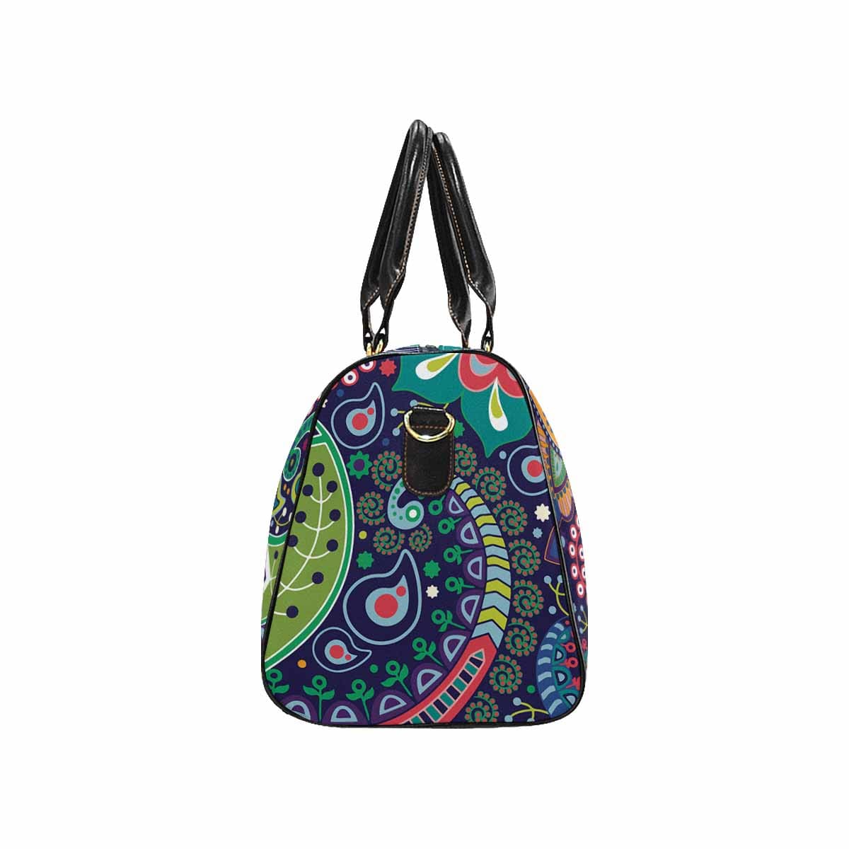 Blue Floral Paisley Travel Bag with spacious design and durable features.