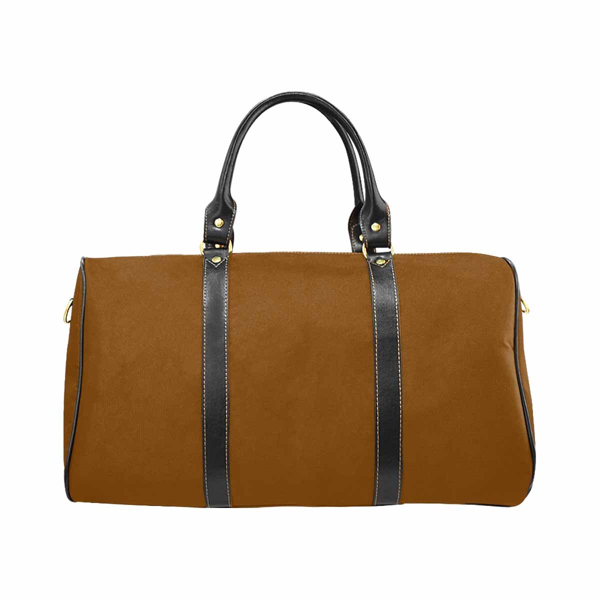 Chocolate brown leather travel bag with spacious design and durable features, perfect for carry-on luggage.