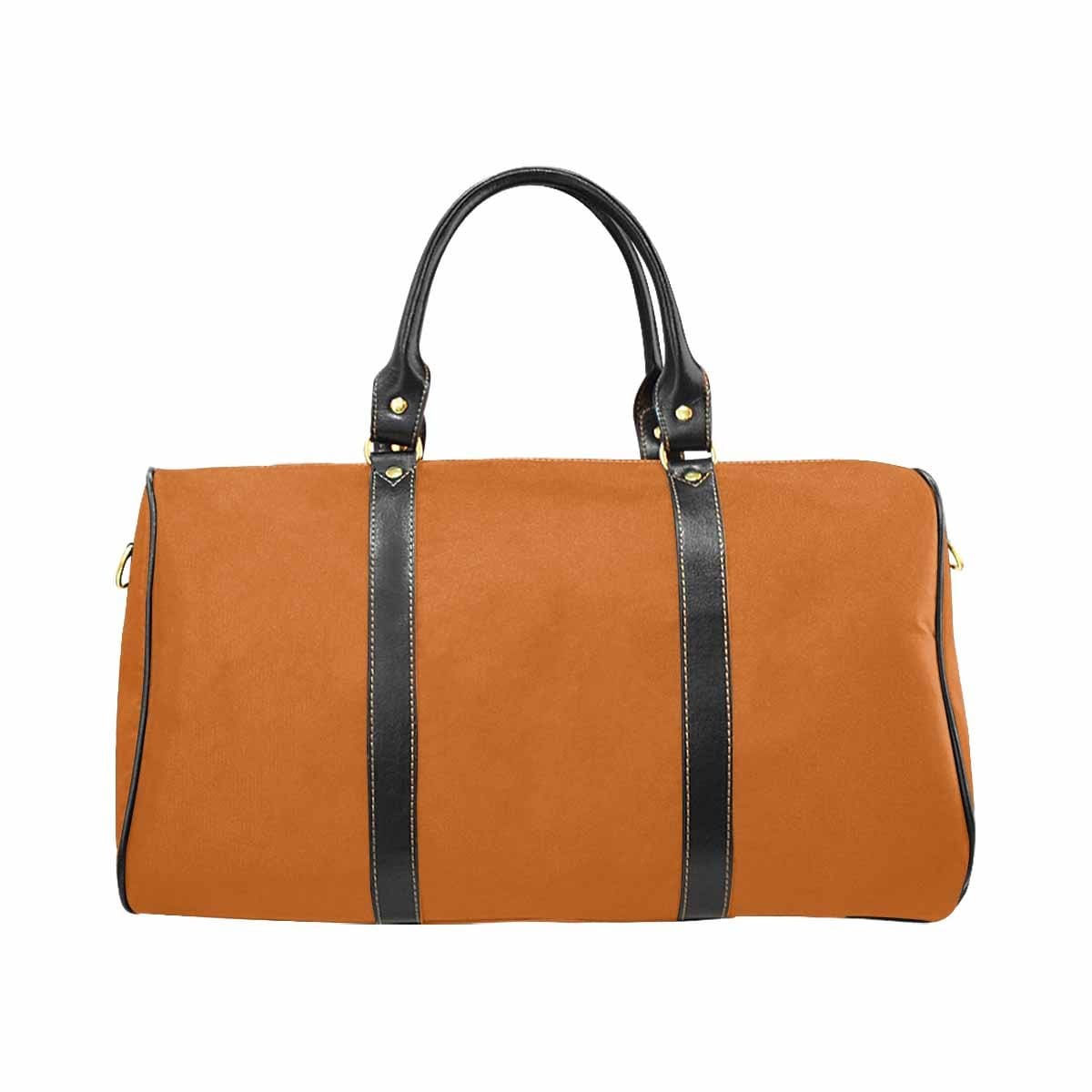 Cinnamon brown leather carry on travel bag with spacious design and durable features.