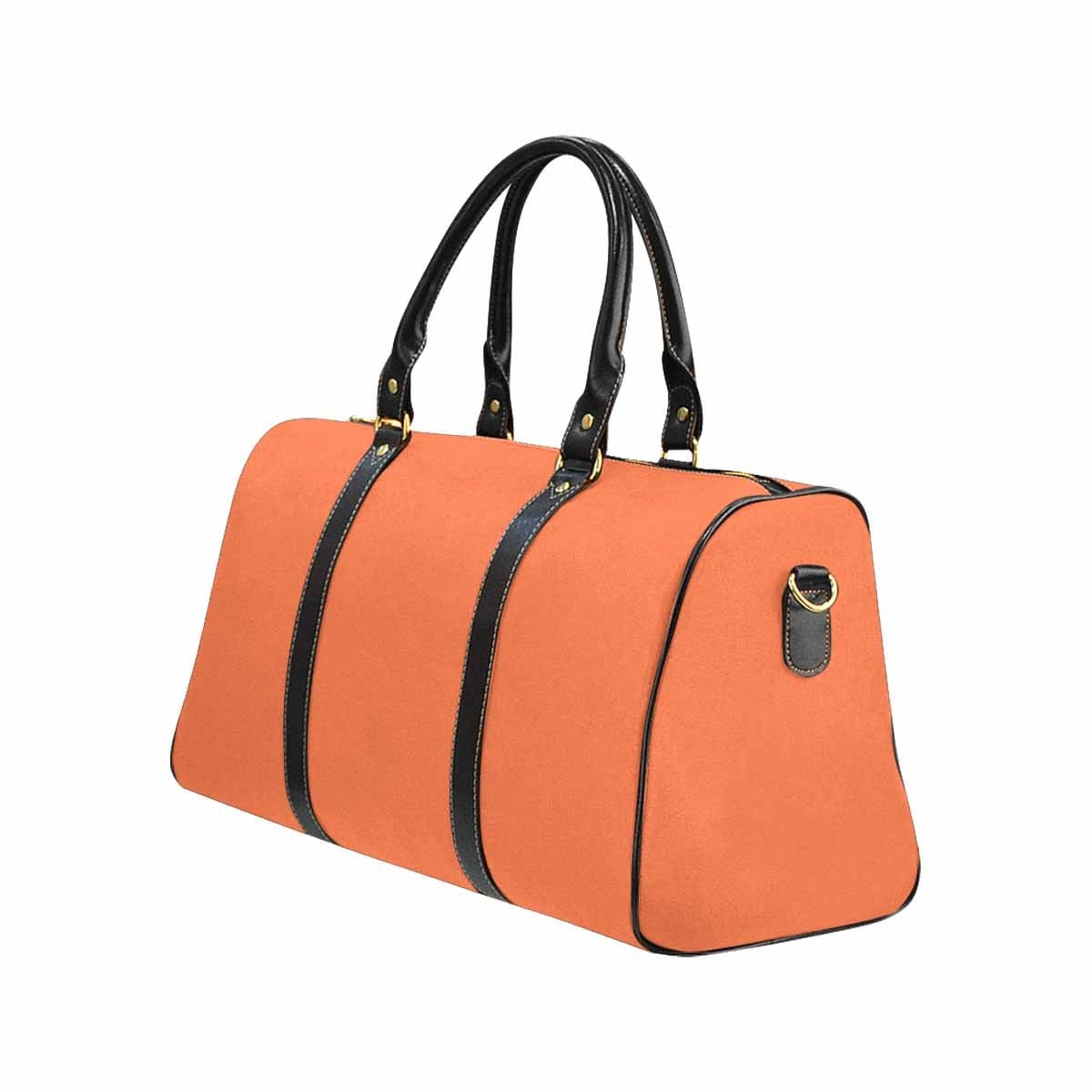 Coral Red Leather Travel Bag with spacious design and durable features.