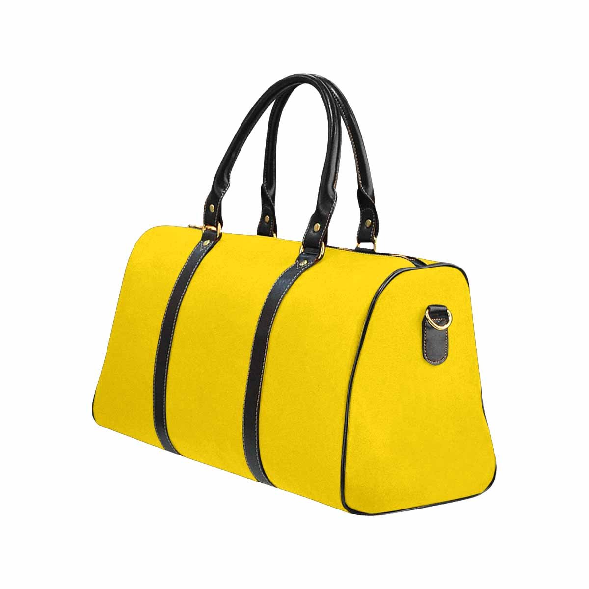 Gold Yellow Leather Carry On Large Luggage Bag with spacious design and durable features.