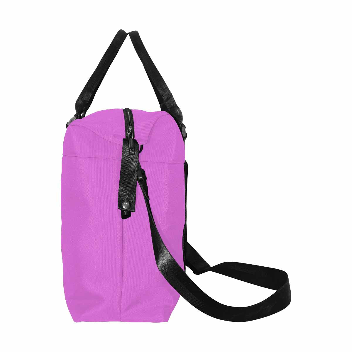 Orchid Purple Travel Bag made from durable oxford fabric with adjustable strap and metal button closure.