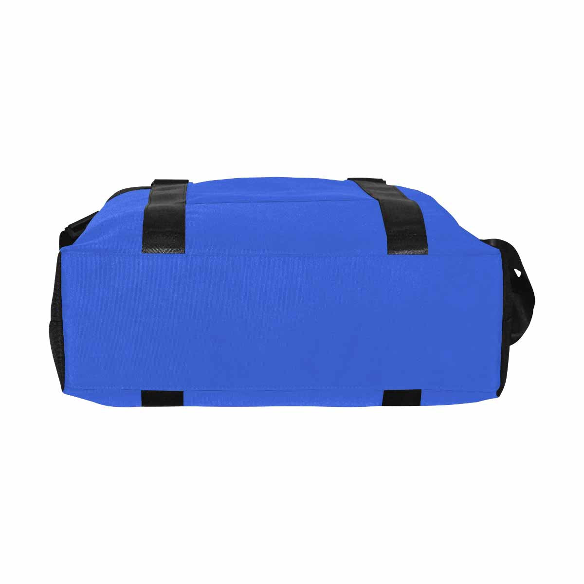 Royal Blue Canvas Travel Bag with adjustable strap and metal button closure, showcasing its spacious design and durable fabric.