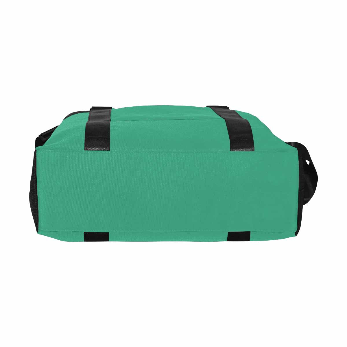 Spearmint green canvas travel bag with adjustable strap and metal button closure, showcasing its spacious design and durable fabric.