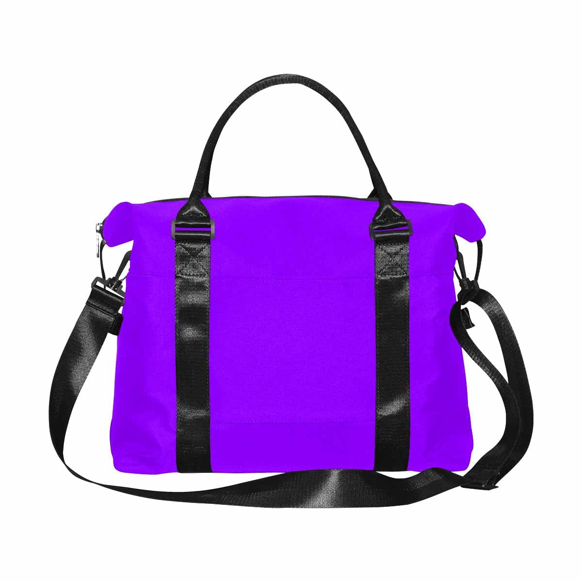 Violet travel bag made from durable oxford fabric with adjustable strap and multiple compartments.