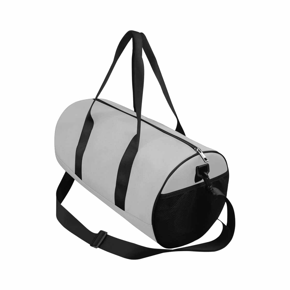 Light Grey Travel Duffel Bag with waterproof fabric and spacious compartments, ideal for travel and outdoor activities.