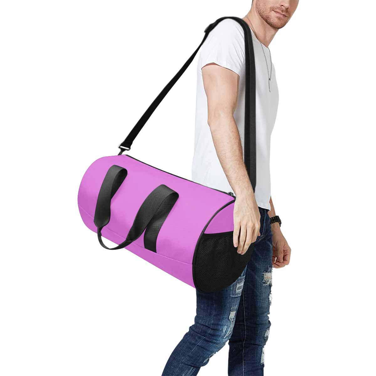 Orchid Purple Travel Duffel Bag with spacious compartments and adjustable strap, perfect for travel and outdoor activities.