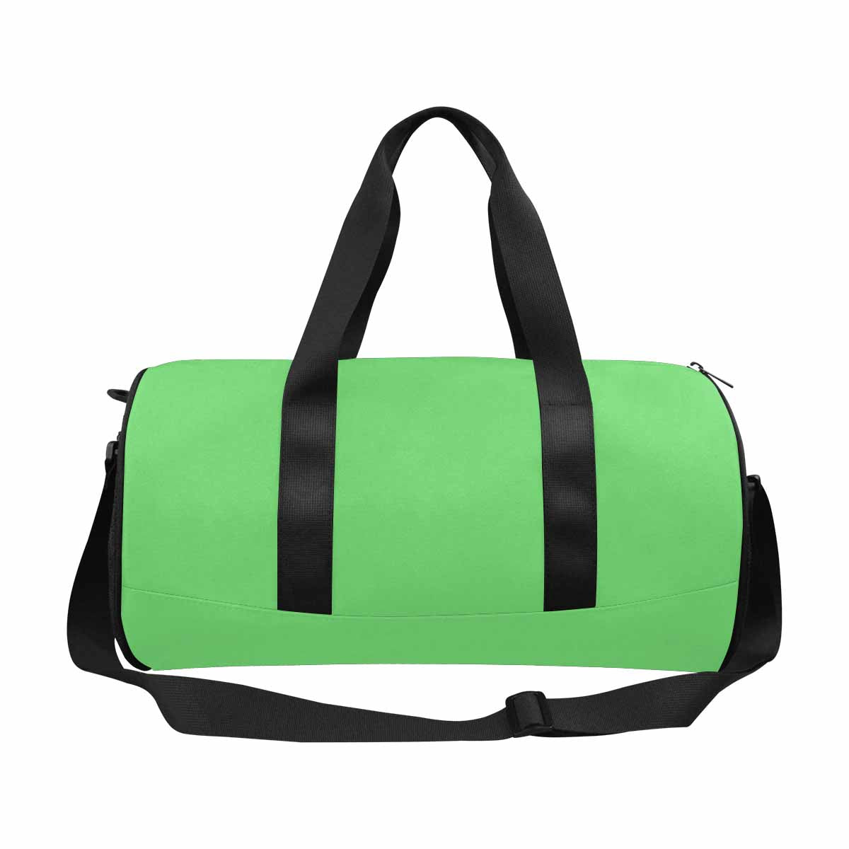 Pastel green travel duffel bag made from waterproof fabric, featuring a spacious main compartment and adjustable shoulder strap.