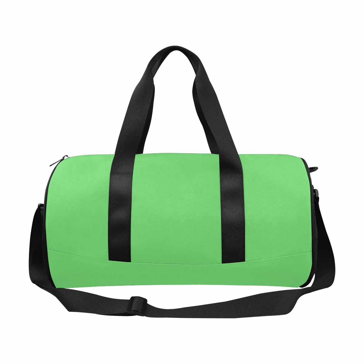 Pastel green travel duffel bag made from waterproof fabric, featuring a spacious main compartment and adjustable shoulder strap.