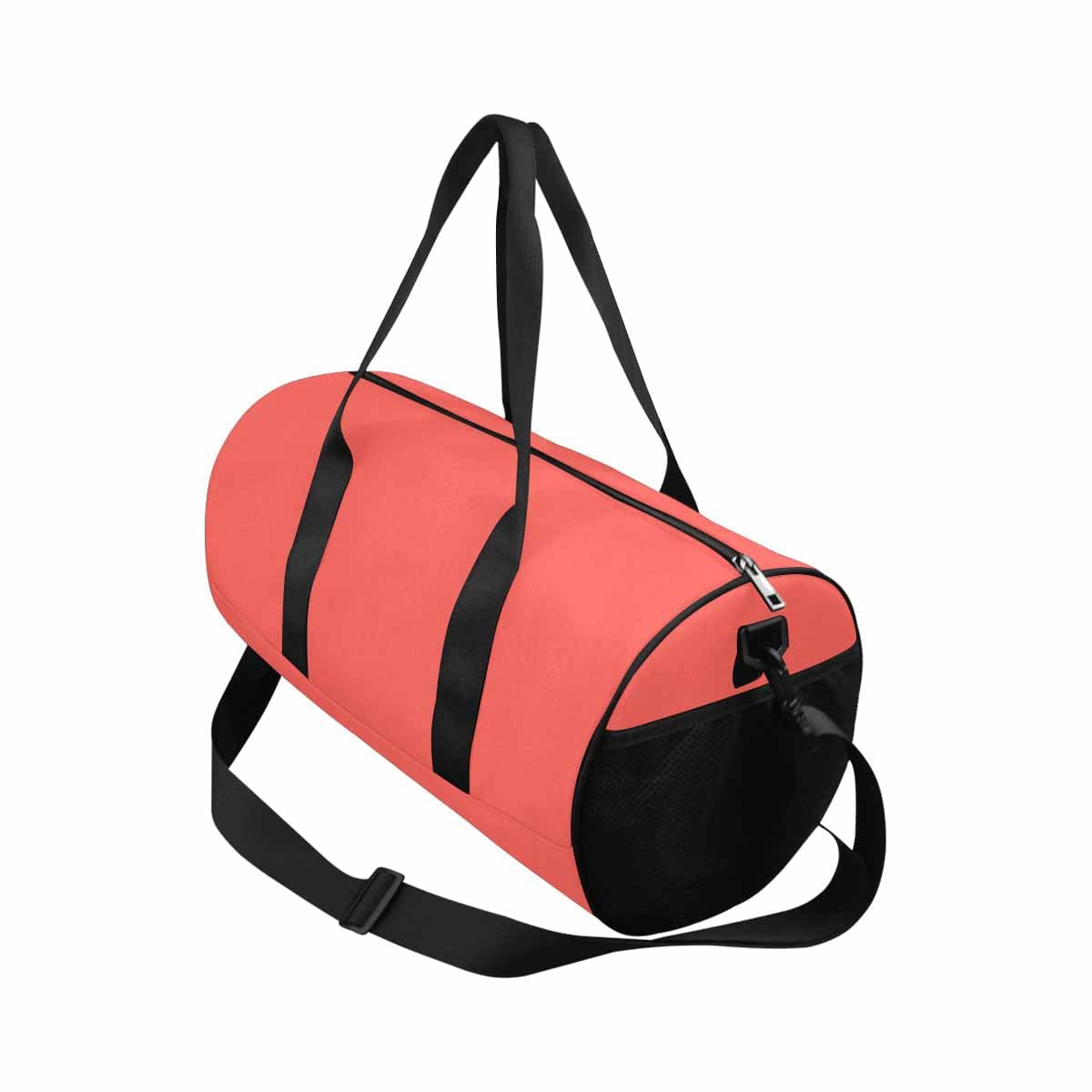 Pastel Red Travel Duffel Bag made from waterproof fabric with spacious compartments and adjustable straps.