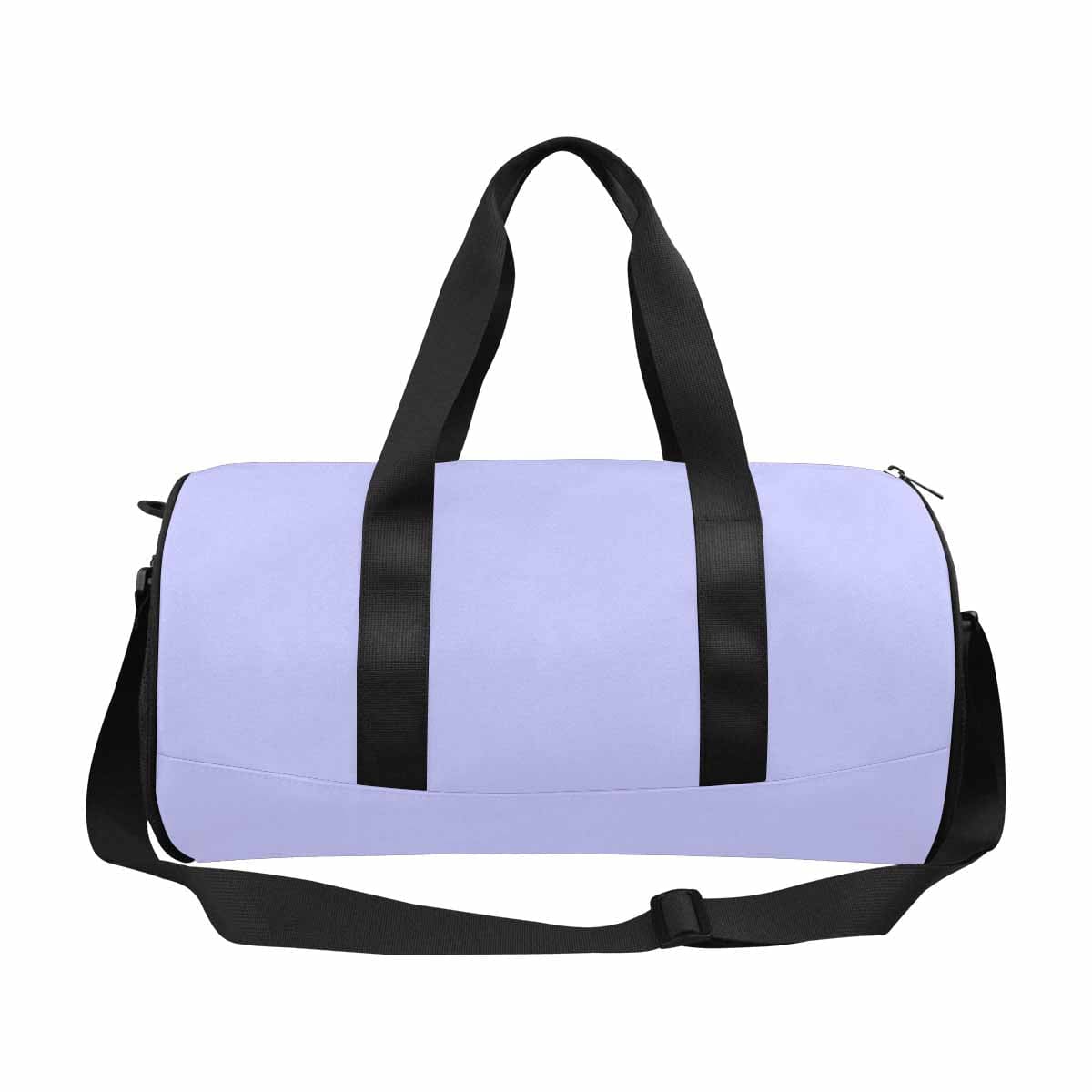 Periwinkle Purple Travel Duffel Bag with spacious compartments and adjustable strap, perfect for travel and outdoor activities.