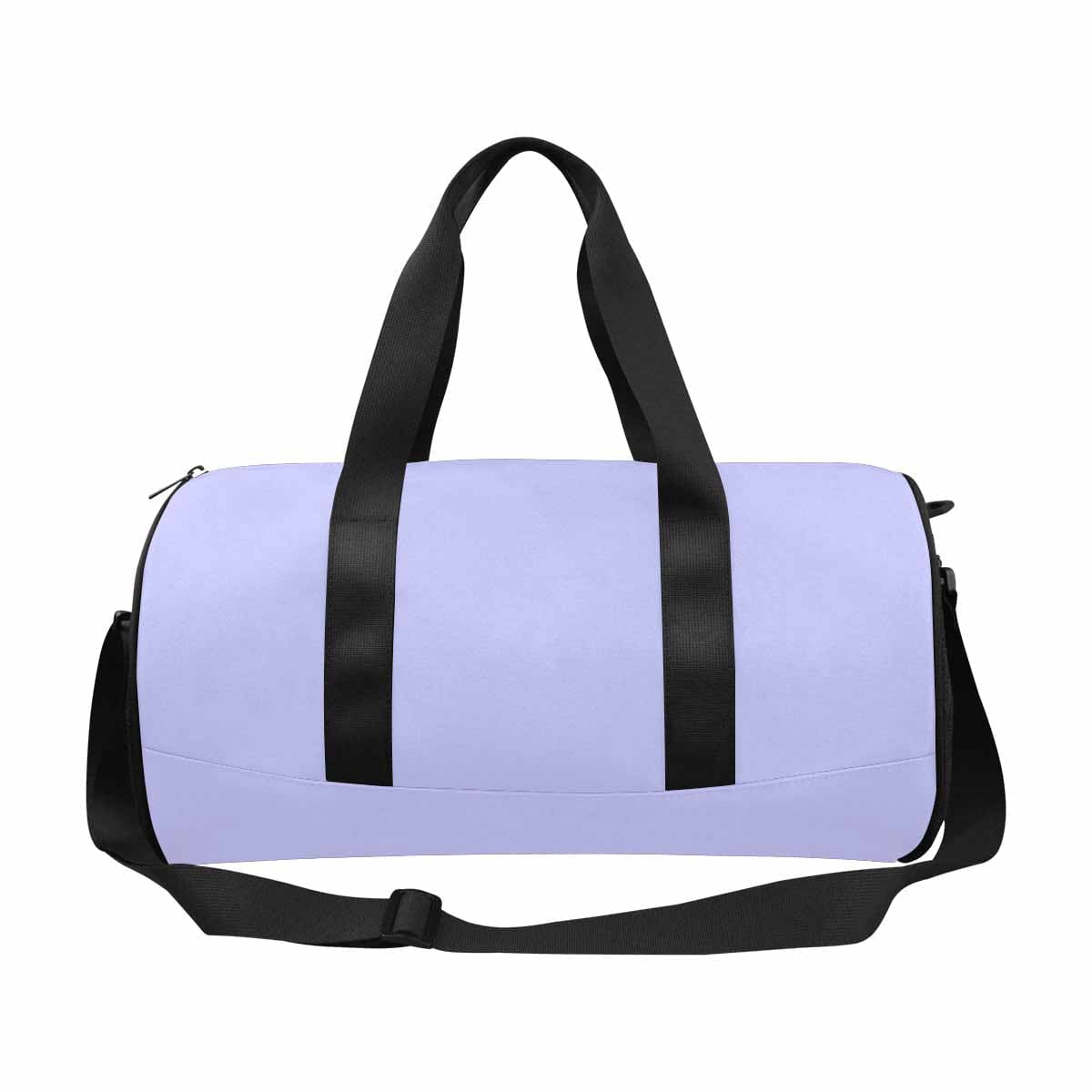 Periwinkle Purple Travel Duffel Bag with spacious compartments and adjustable strap, perfect for travel and outdoor activities.