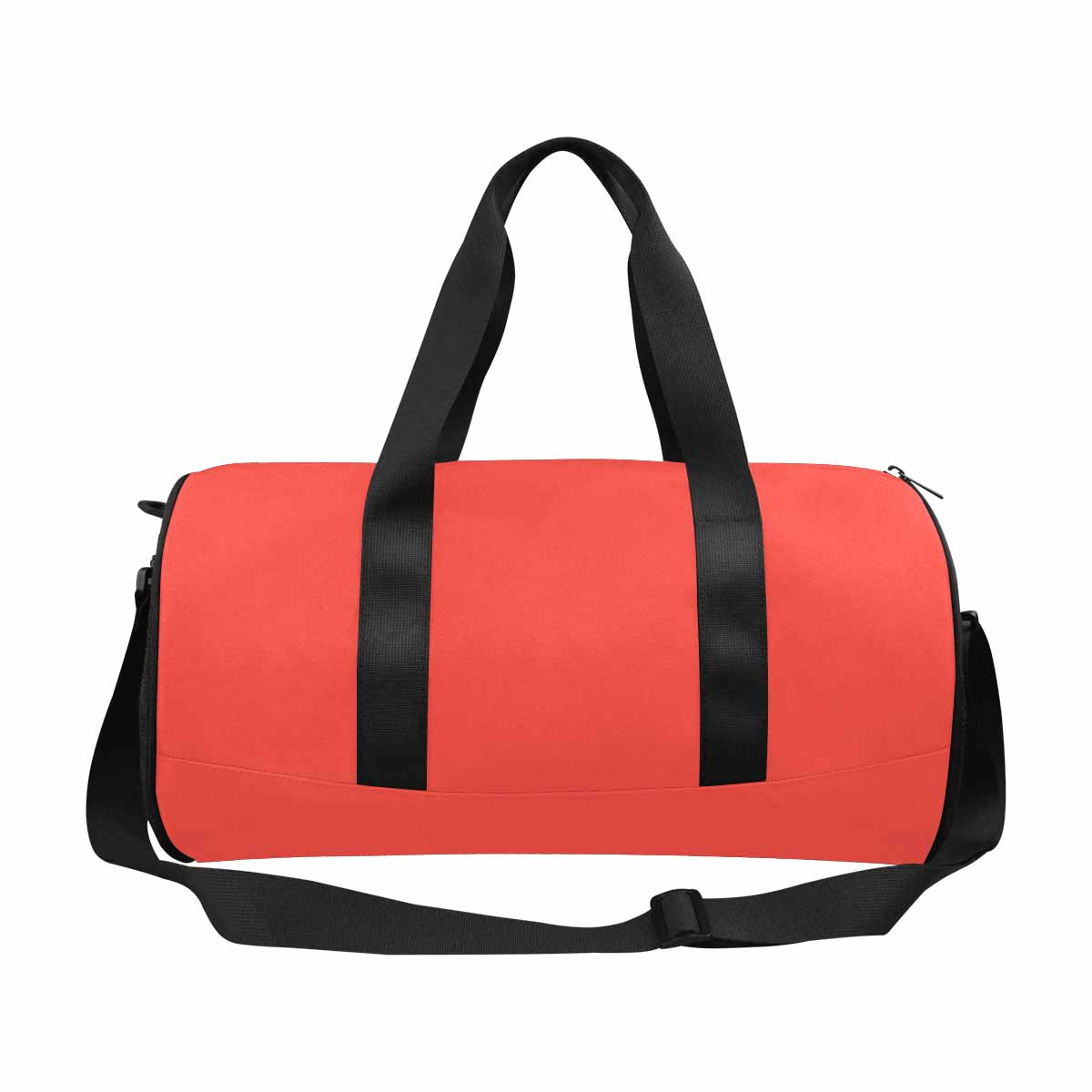 Red Orange Travel Duffel Bag made from waterproof fabric, featuring a spacious main compartment and adjustable shoulder strap.