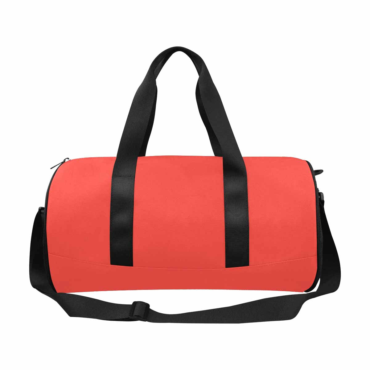 Red Orange Travel Duffel Bag made from waterproof fabric, featuring a spacious main compartment and adjustable shoulder strap.